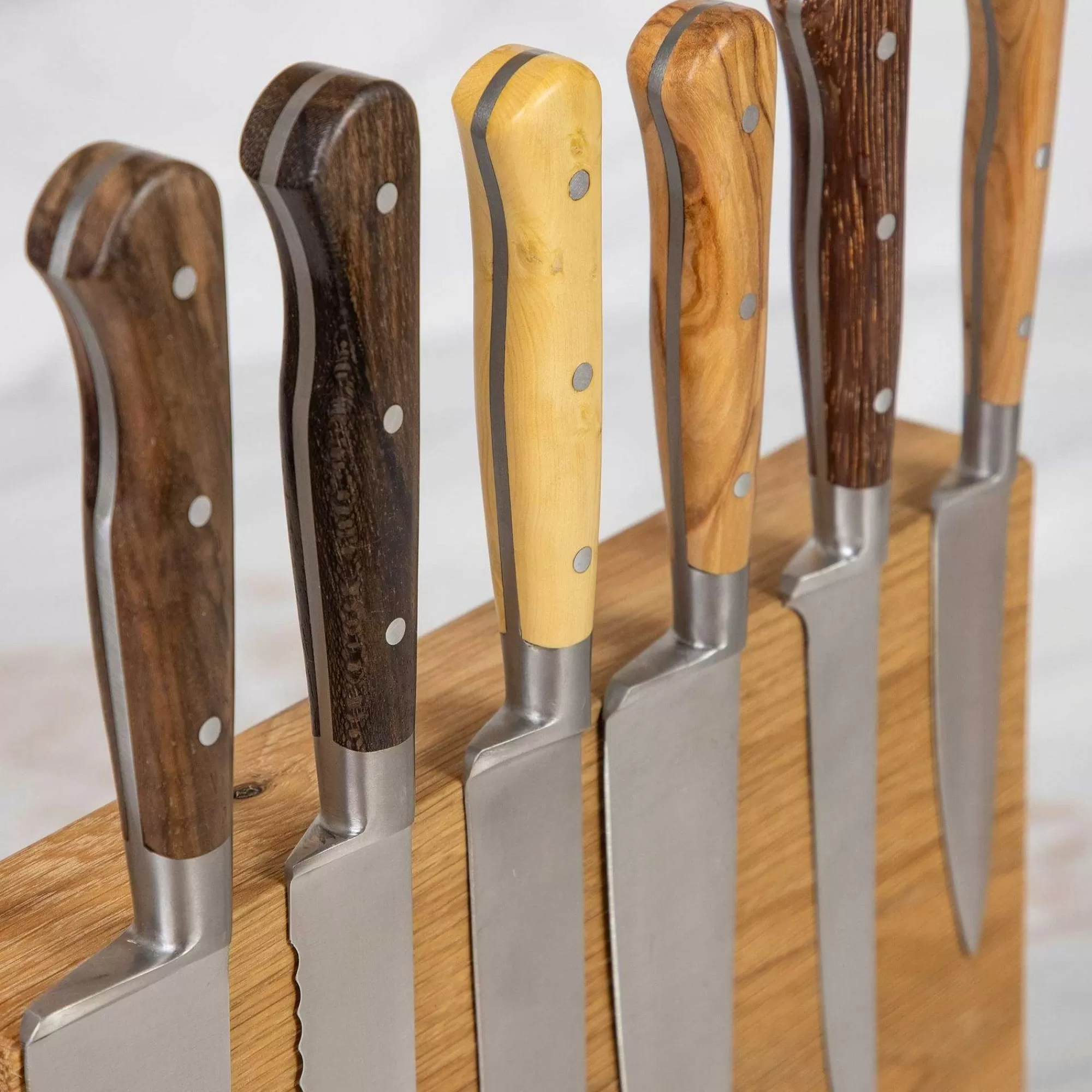 Be Home Cutlery Sets<Laguiole en Aubrac Kitchen Knives with Oak Block, Set of 6, Mixed Wood