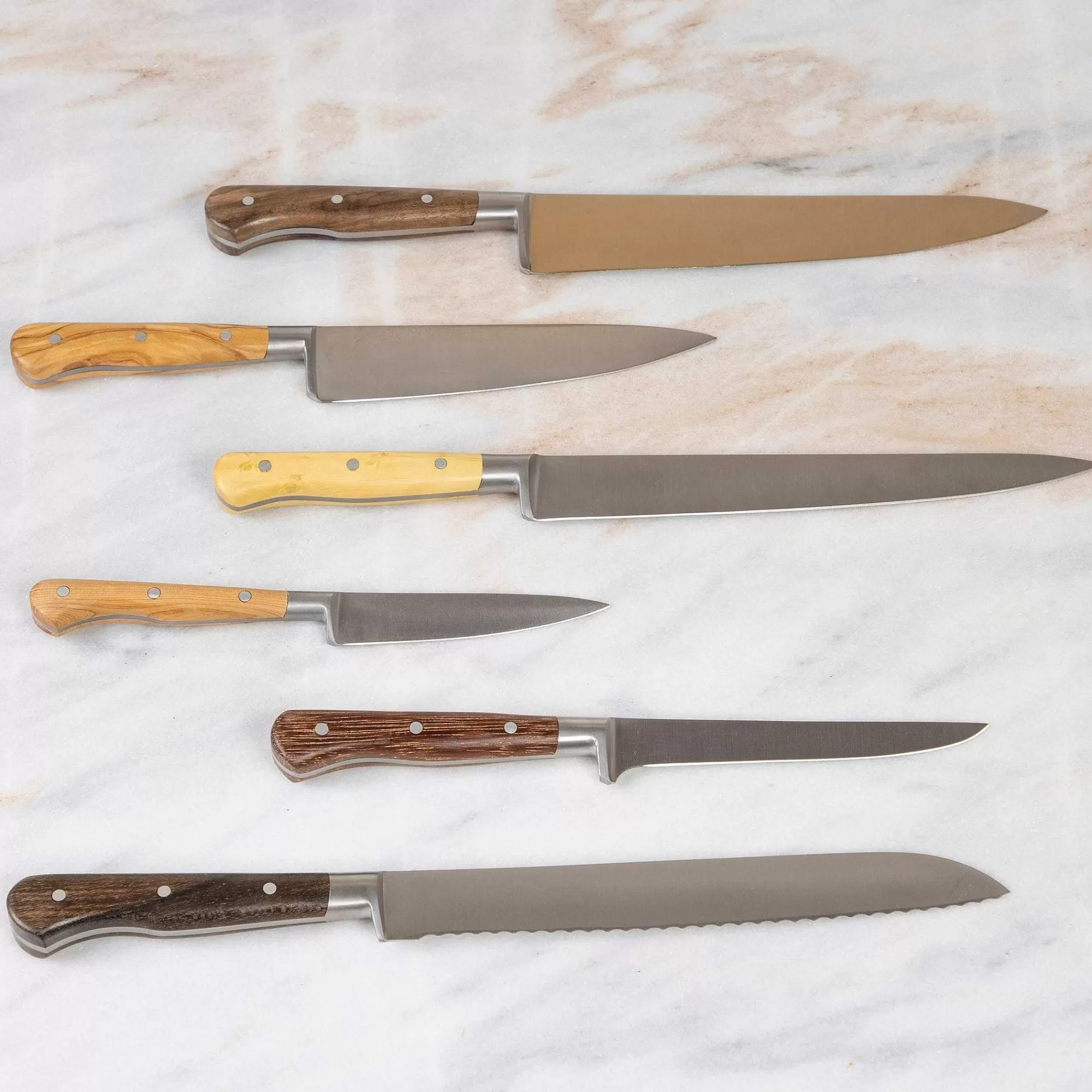 Be Home Cutlery Sets<Laguiole en Aubrac Kitchen Knives with Oak Block, Set of 6, Mixed Wood
