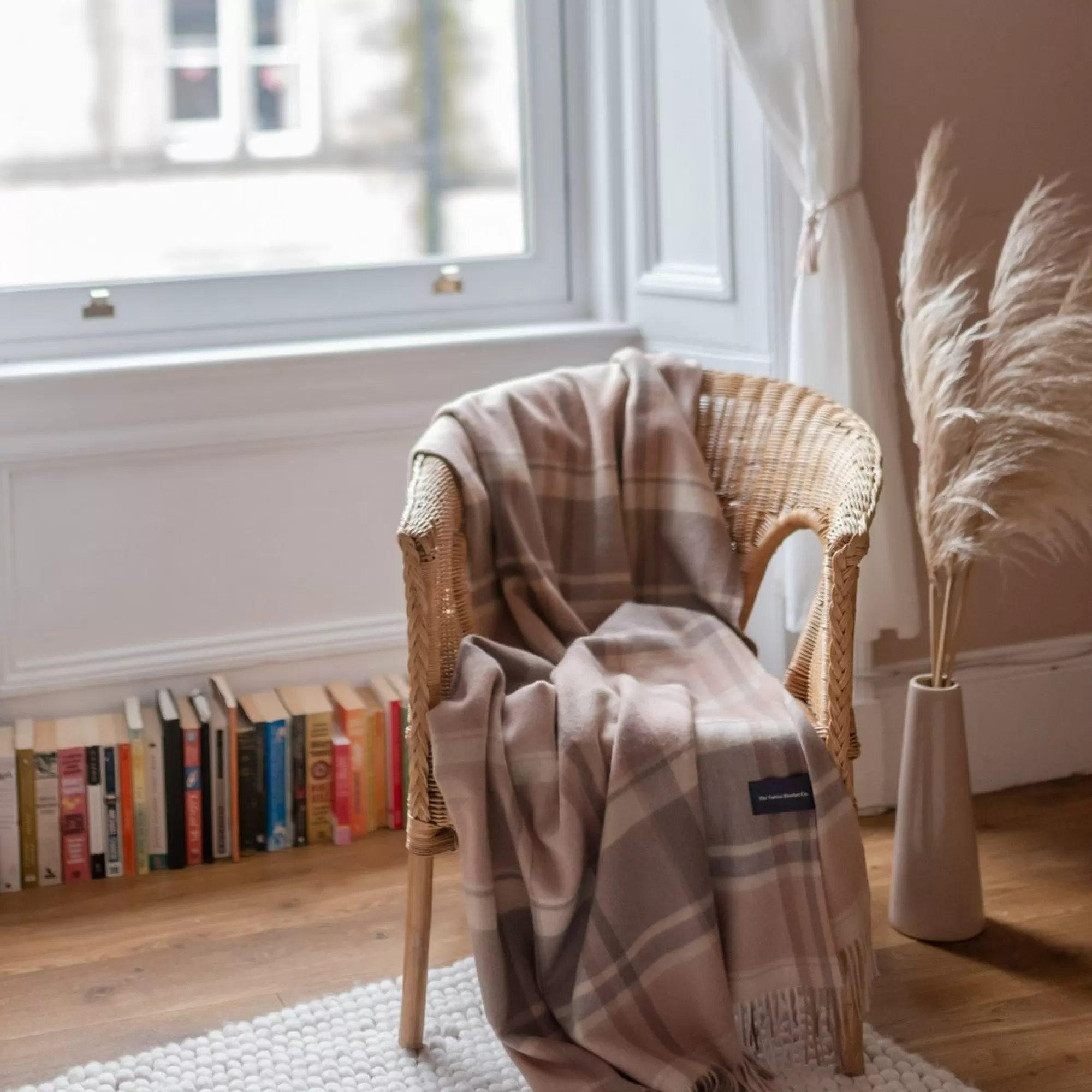 Online Be Home Lambswool Blanket in Neutral Multi Check