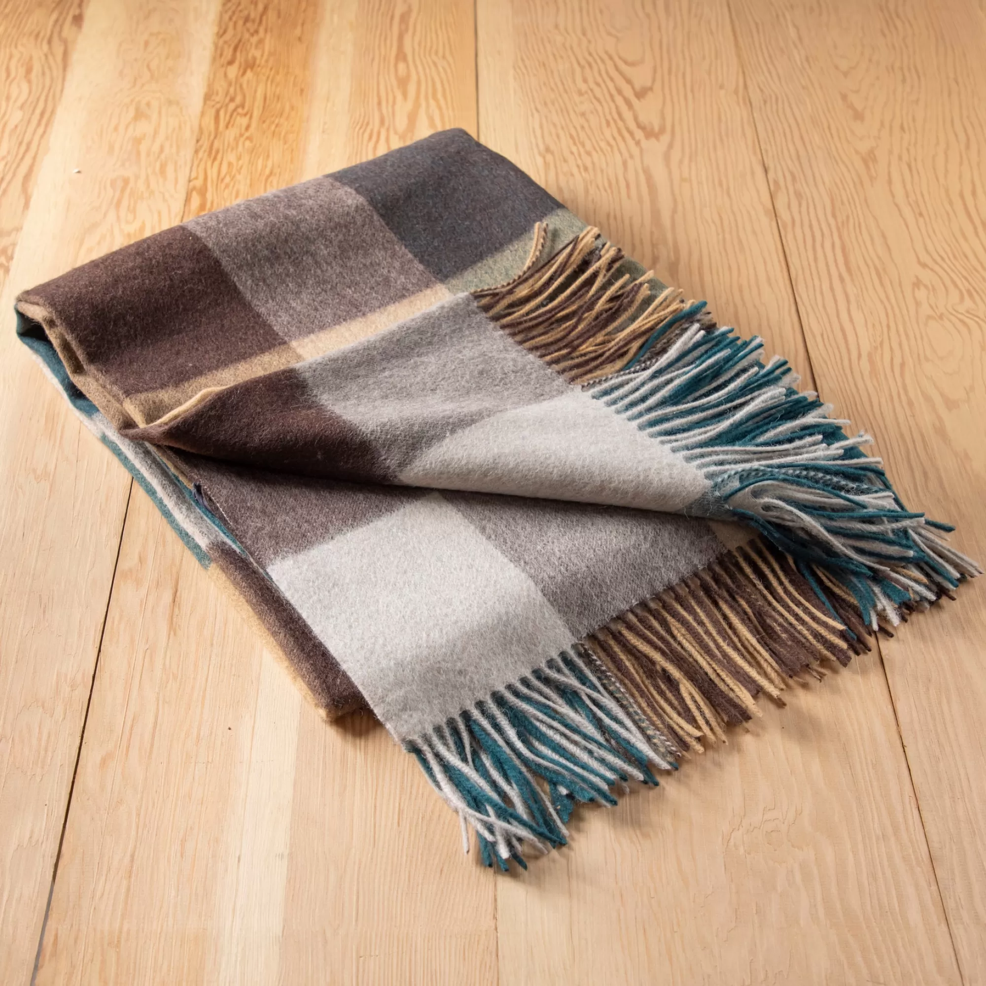 Cheap Be Home Lambswool Blanket in Teal Block Check