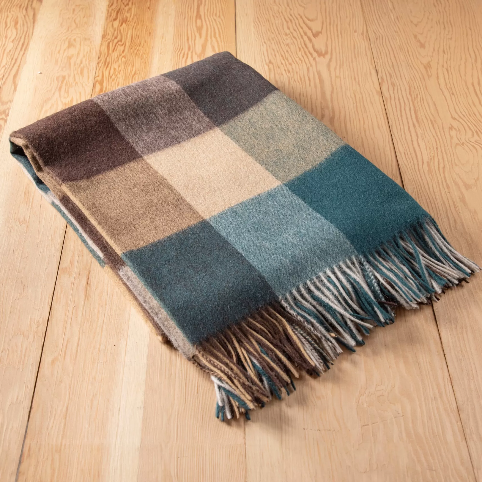 Cheap Be Home Lambswool Blanket in Teal Block Check