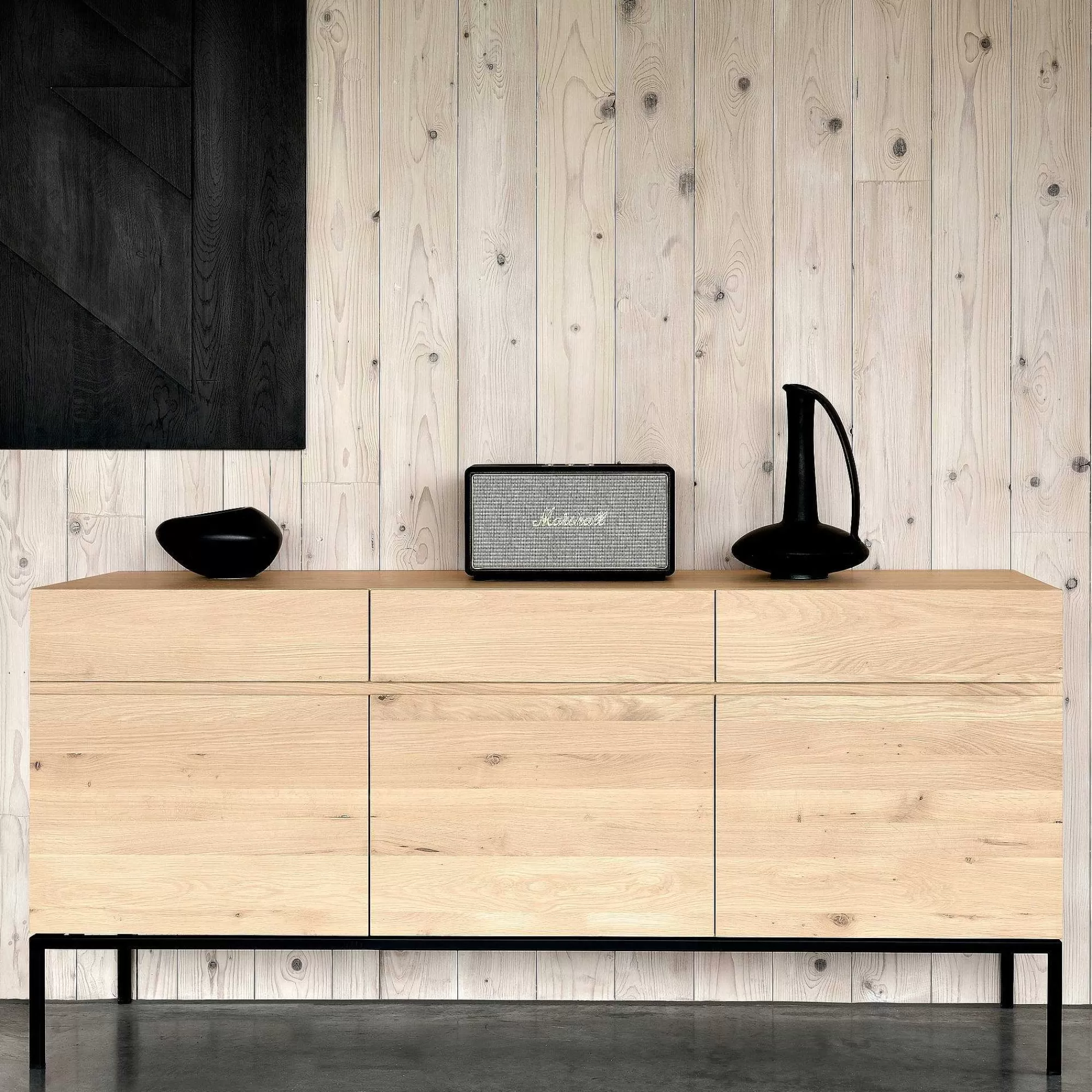 Be Home Sideboards<Ligna Sideboard with Black Metal, 3 Doors & 3 Drawers