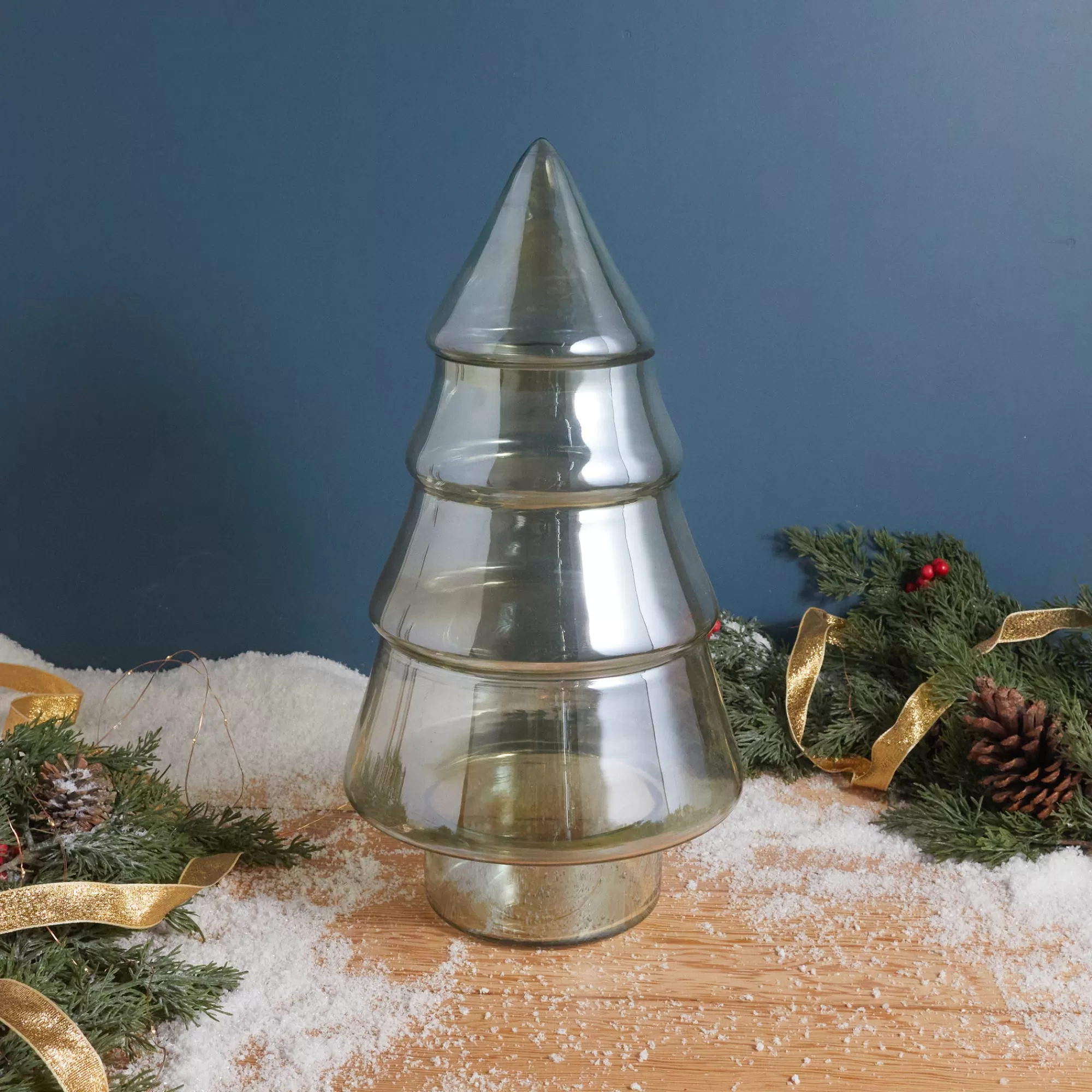 Clearance Be Home Luster Glass Tree Cookie Jar, Green