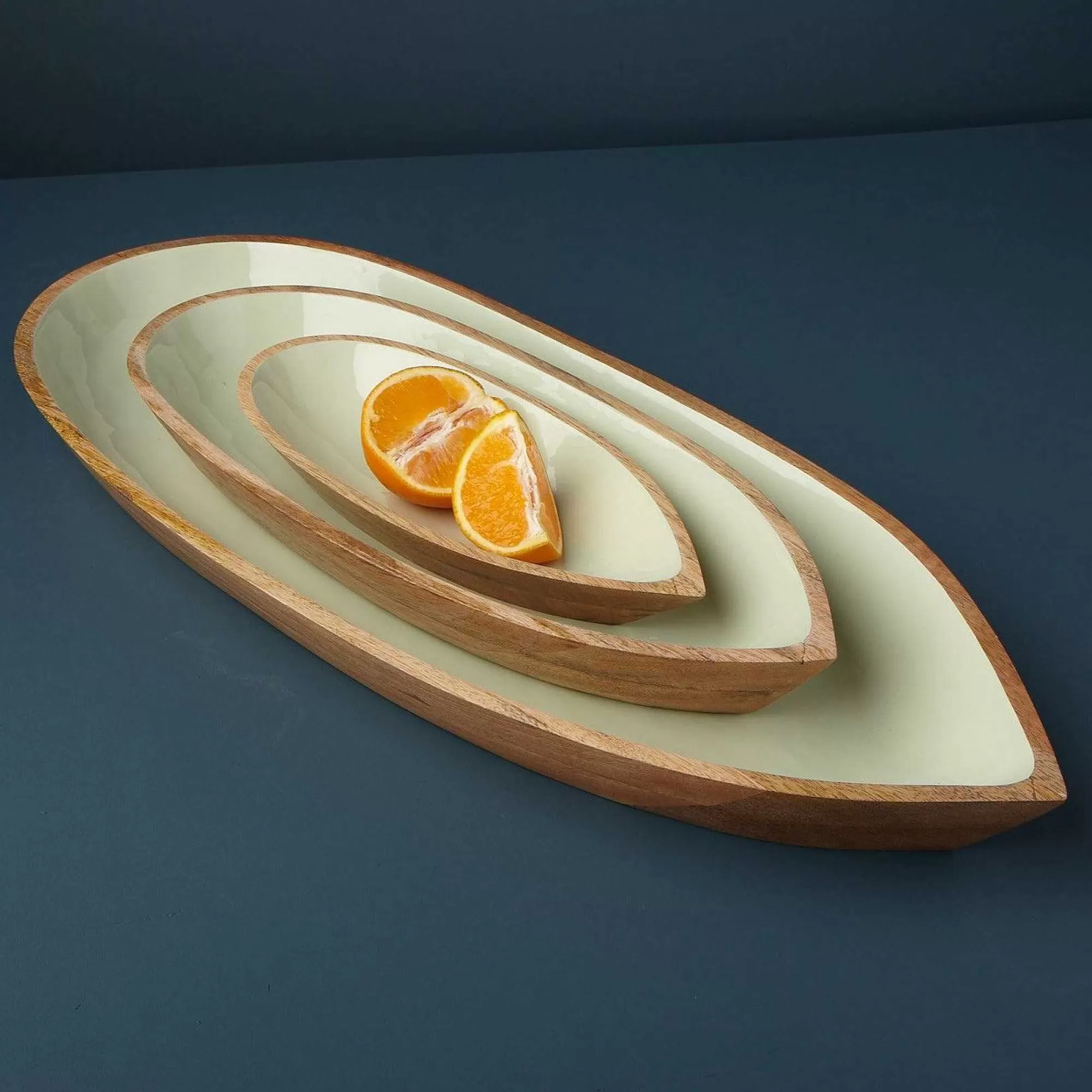 Be Home Wood Serving Bowls<Madras Large Oval Bowl, Mint