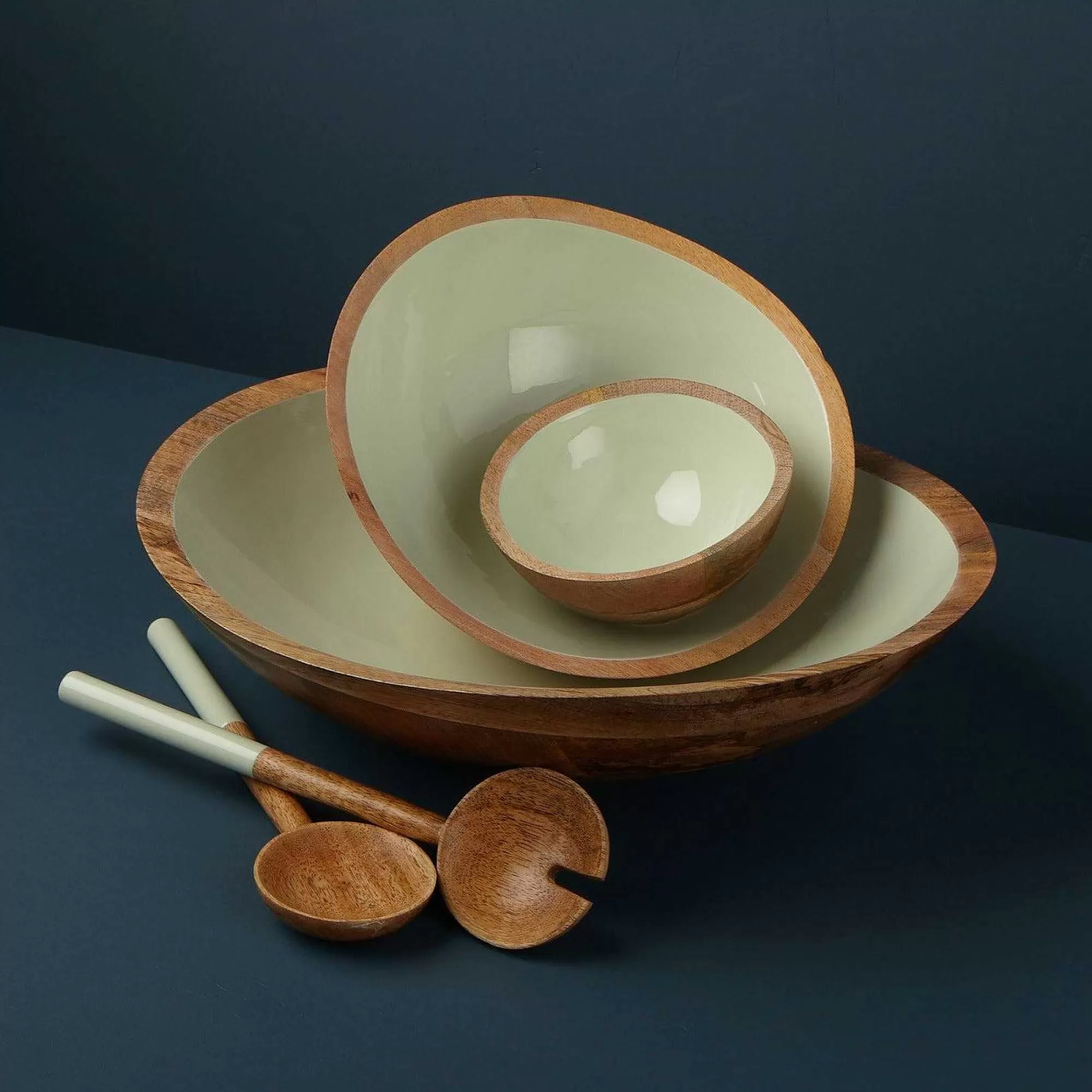Be Home Wood Serving Bowls<Madras Medium Bowl, Mint