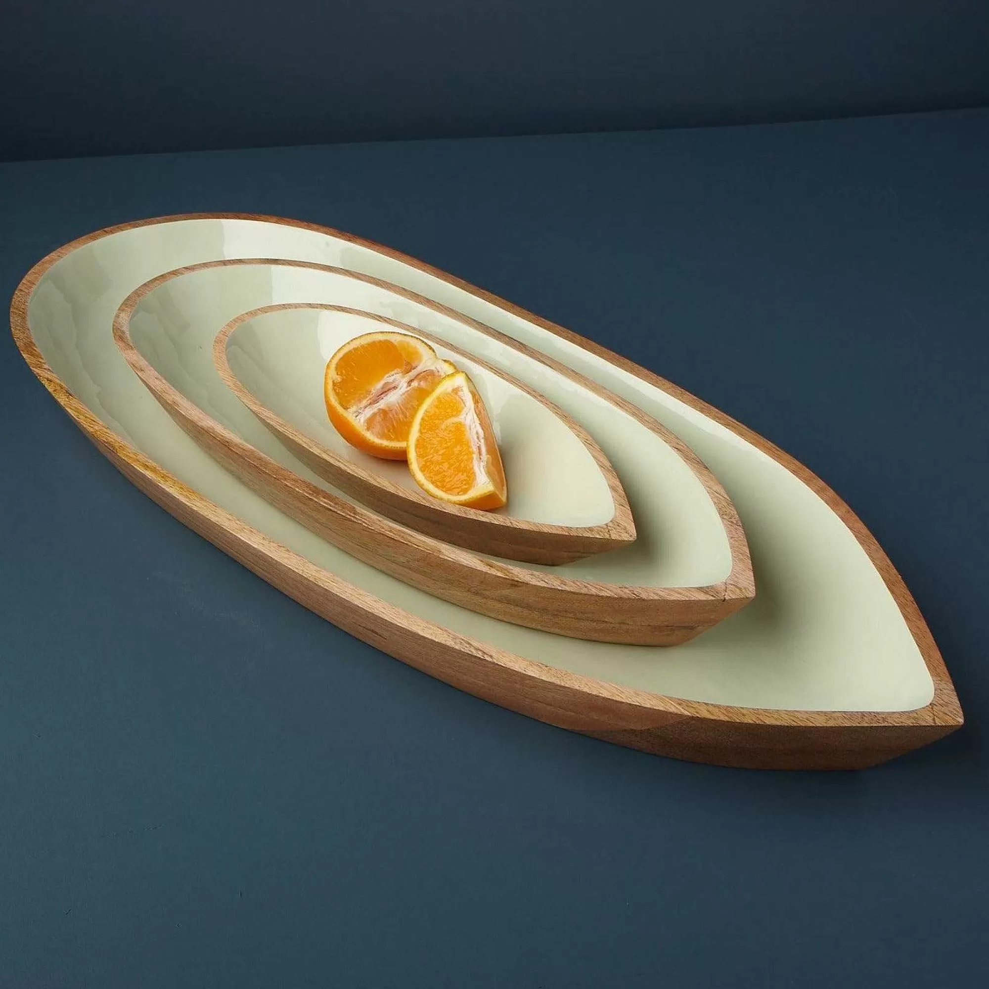 Be Home Wood Serving Bowls<Madras Oval Bowl, Mint