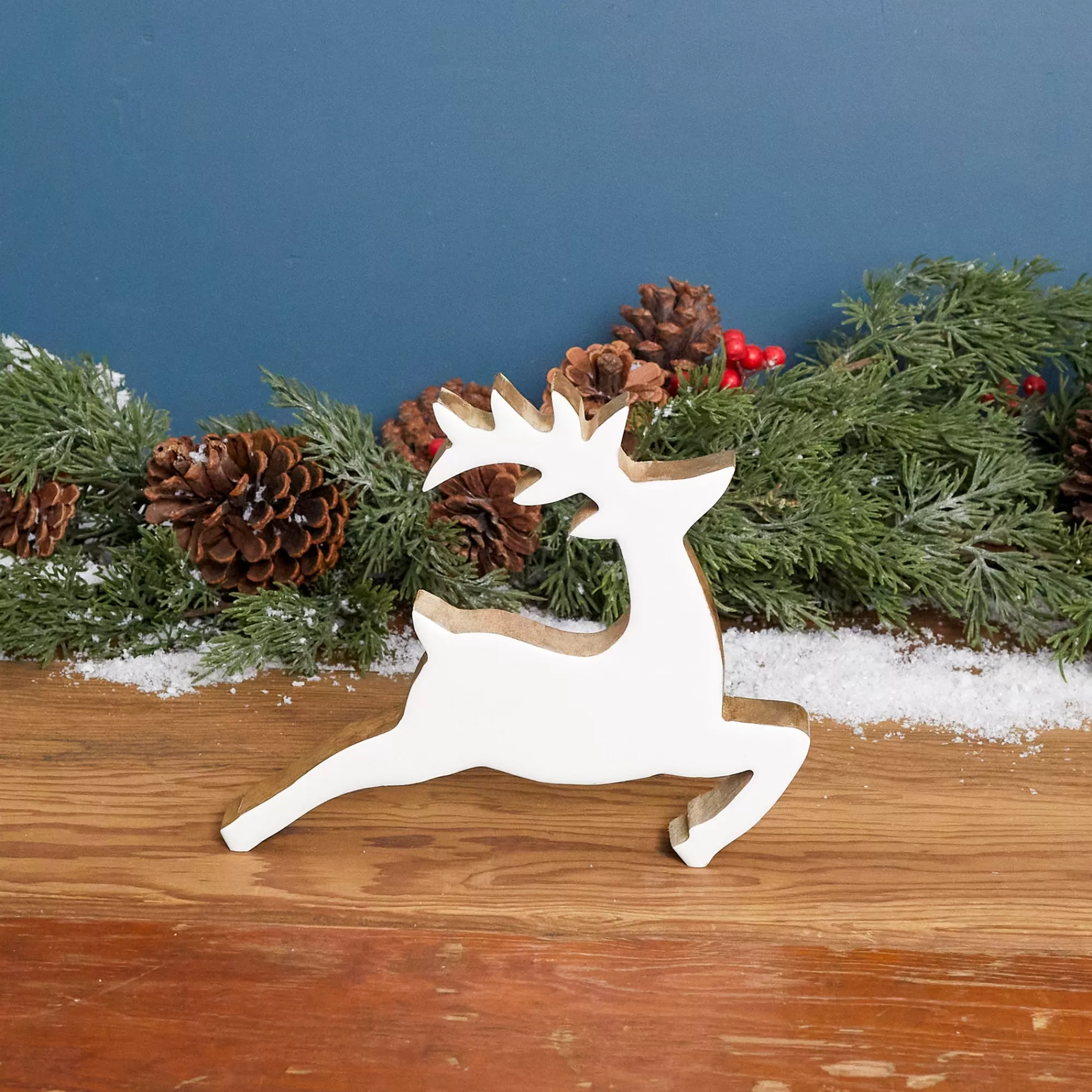 Shop Be Home Mango Wood & Enamel Prancing Reindeer, Small