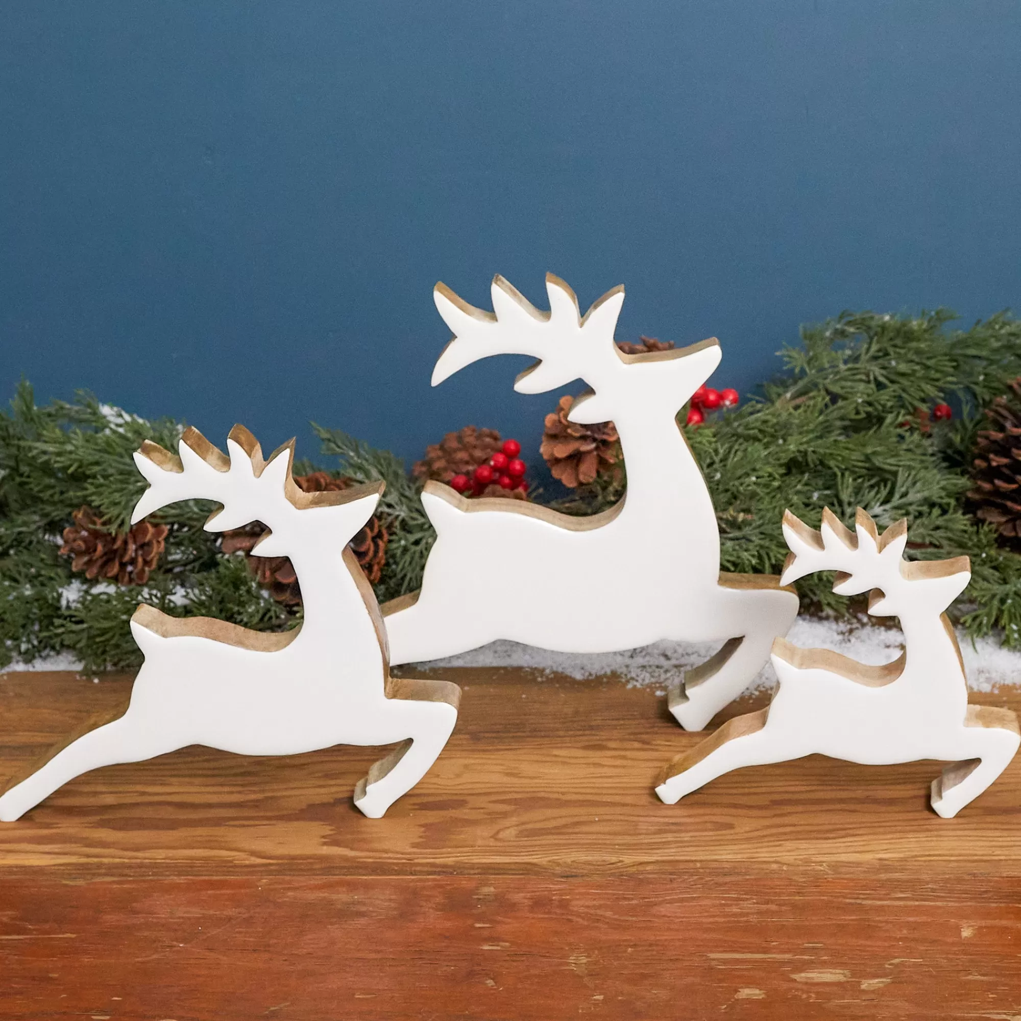 Shop Be Home Mango Wood & Enamel Prancing Reindeer, Small
