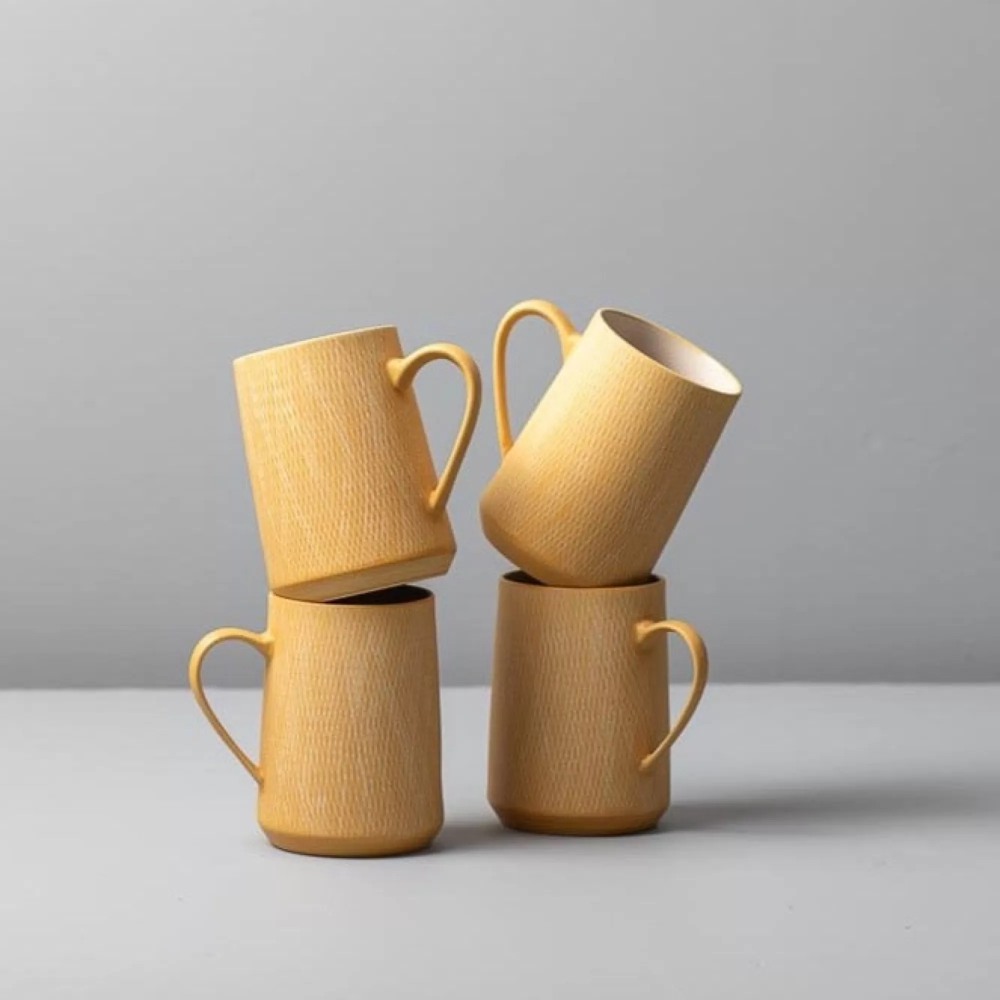 Discount Be Home Marigold Crosshatch Mugs, Set of 4