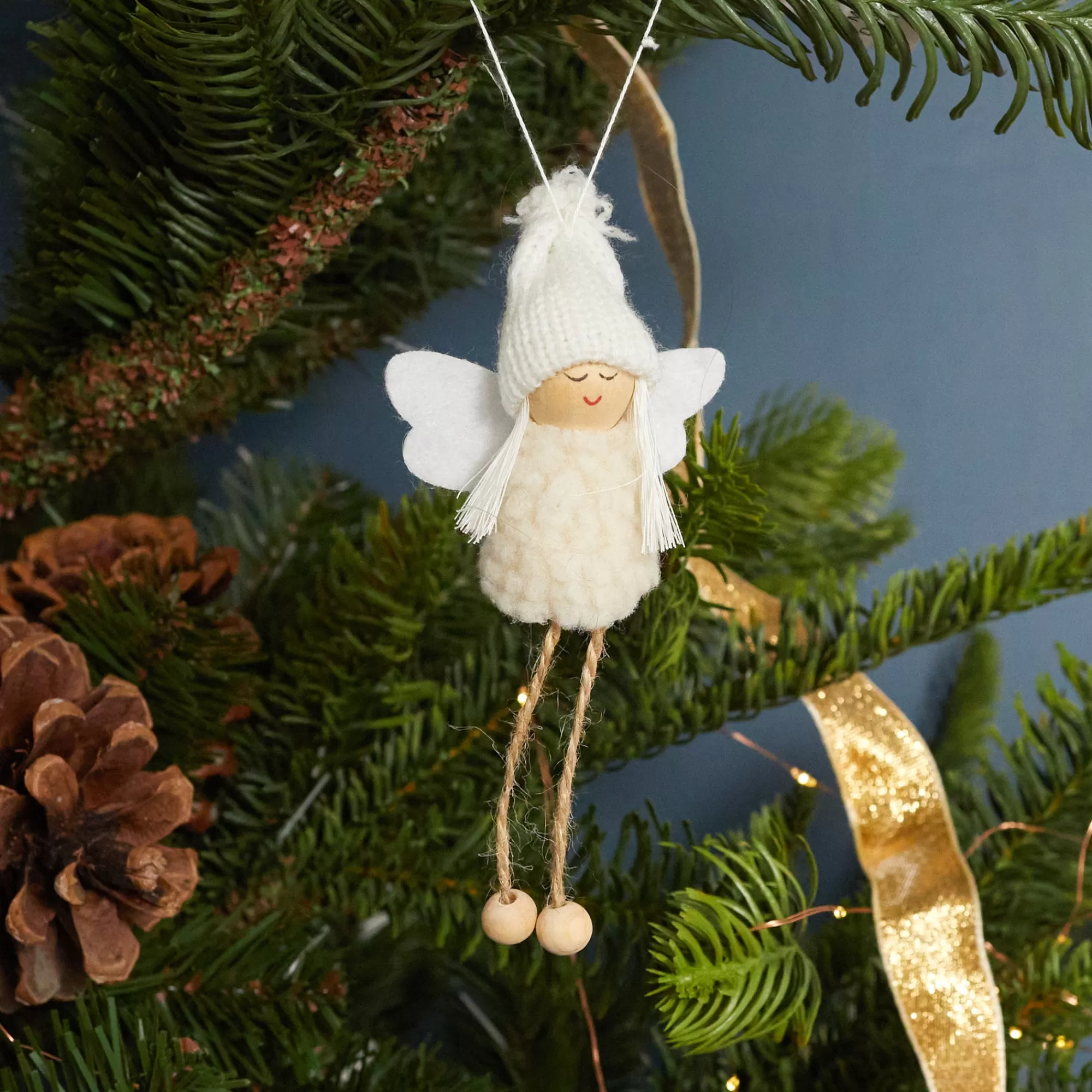 Outlet Be Home Mini Angel Ornament, Plush With Knit Hat And Felt Wings