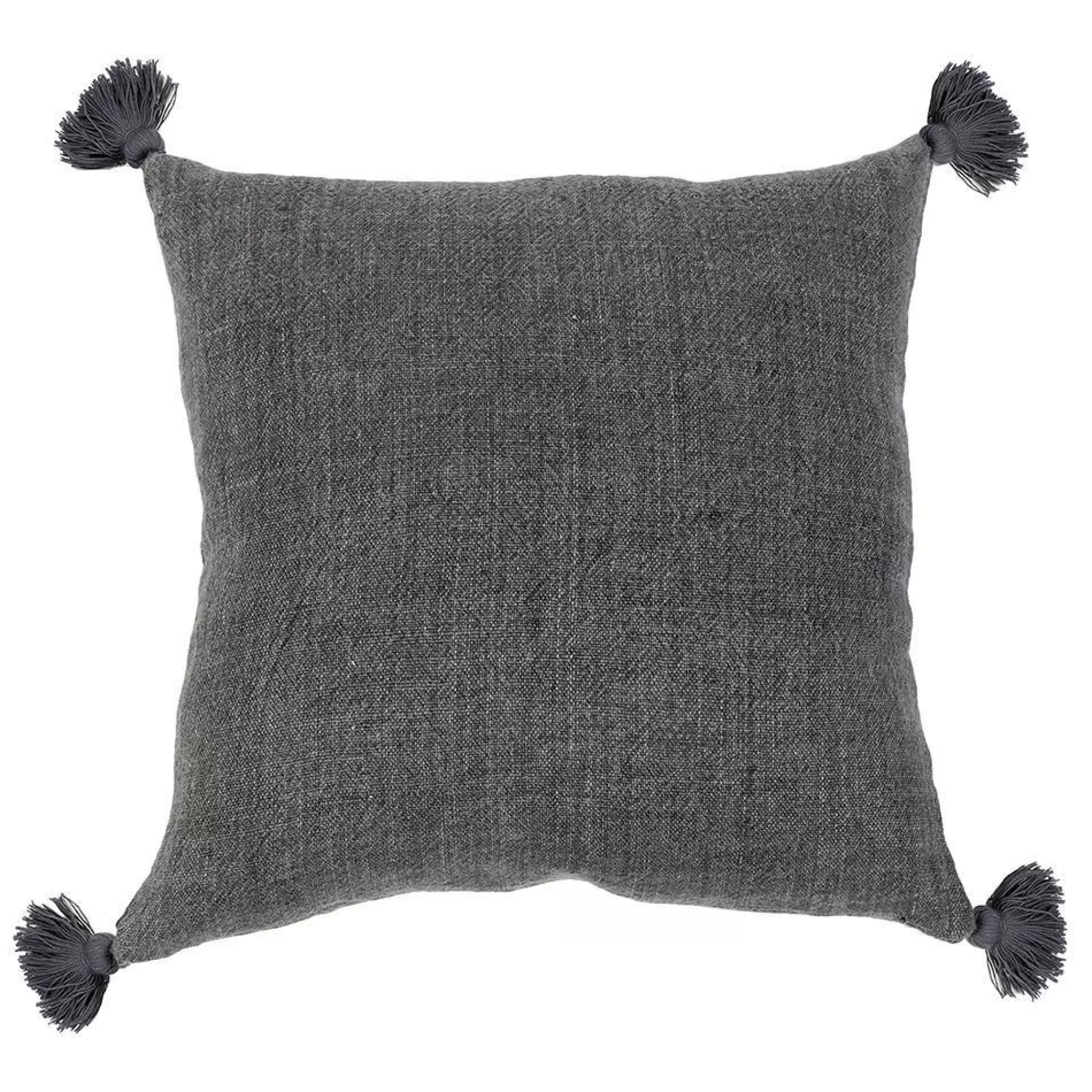 Discount Be Home Montauk Square Pillow with Tassels, Charcoal