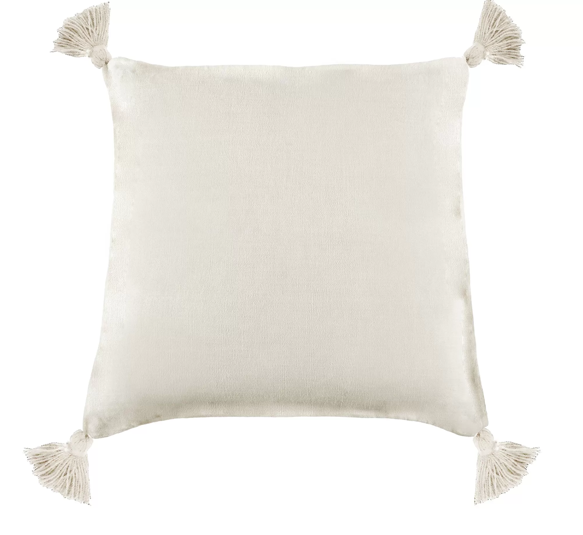 Store Be Home Montauk Square Pillow with Tassels, Cream