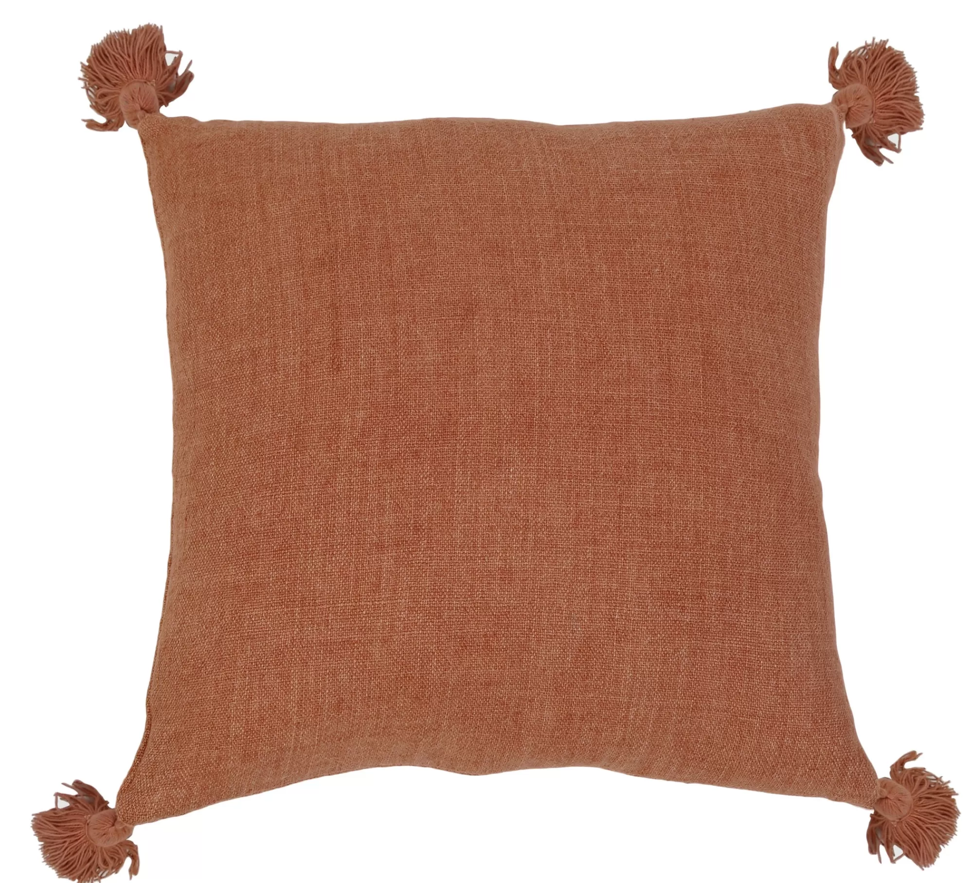 Store Be Home Montauk Square Pillow with Tassels, Terra Cotta