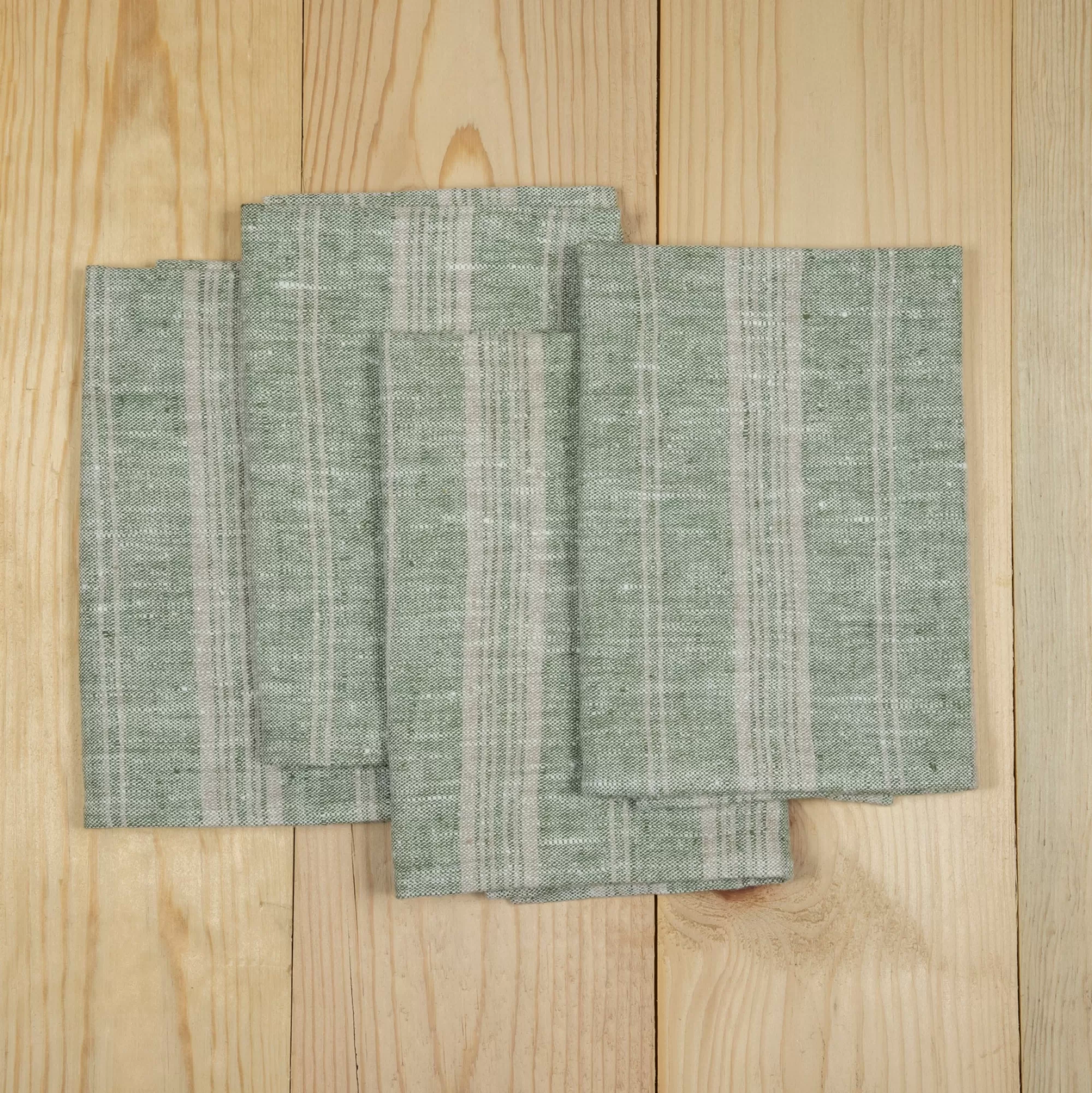 Best Sale Be Home Multistripe Napkin, Forest Green and Natural, Set of 4