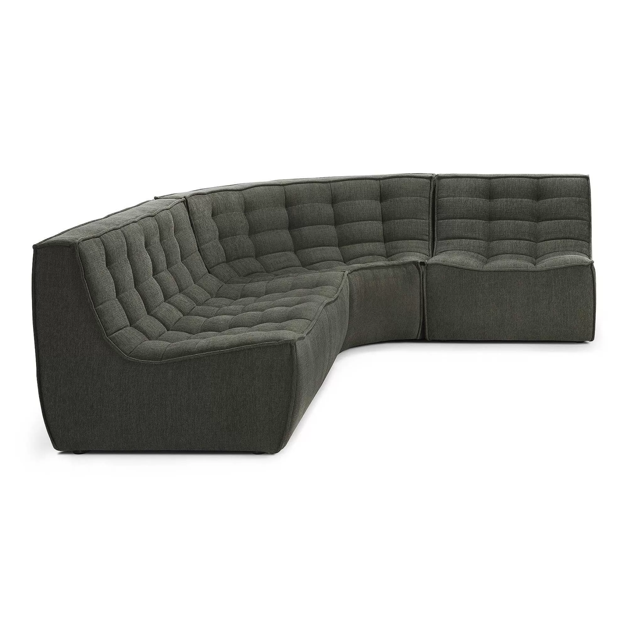 Be Home Sofas<N701 Round Corner Eco Fabric Sofa, Moss