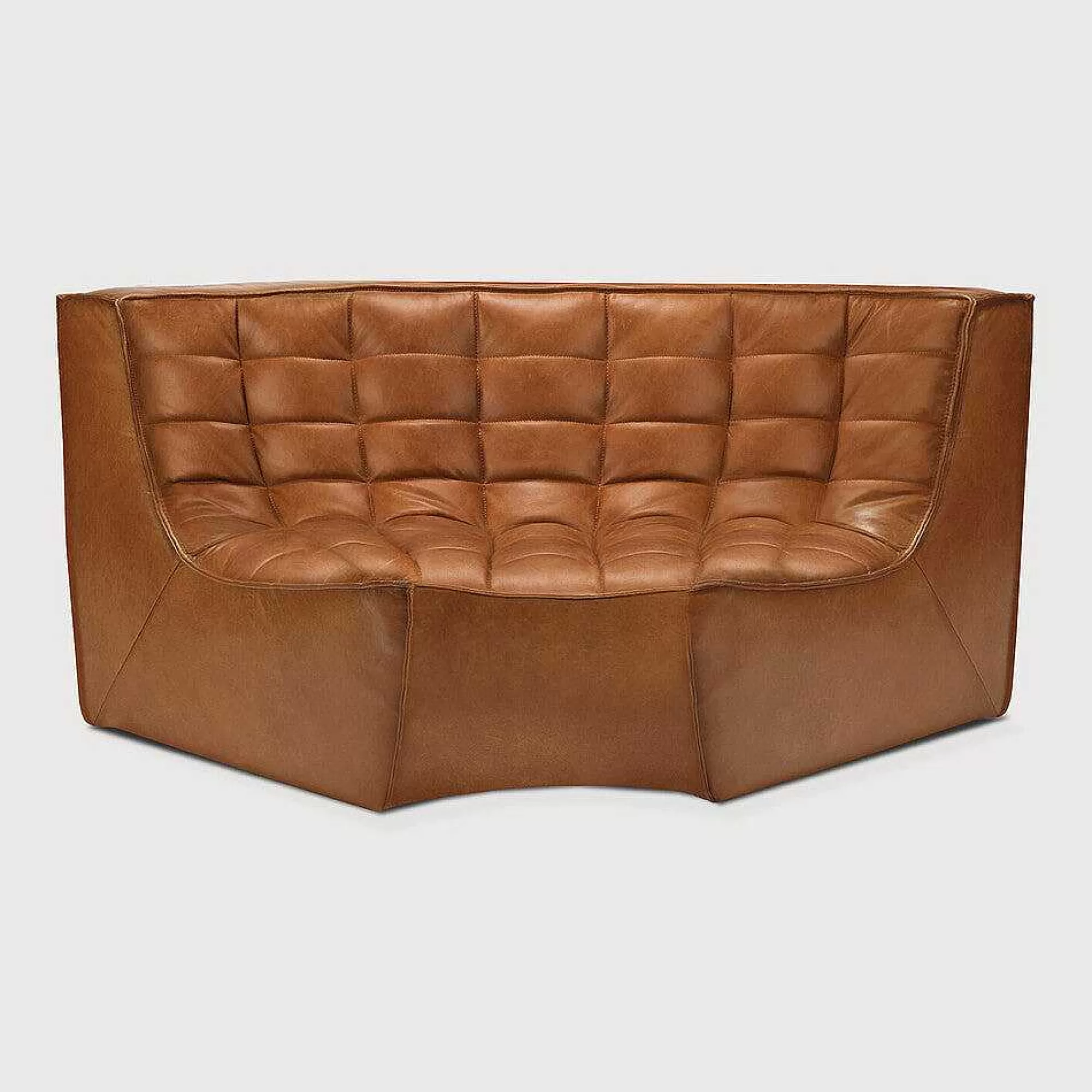 Be Home Sofas<N701 Round Corner Sofa, Old Saddle Leather