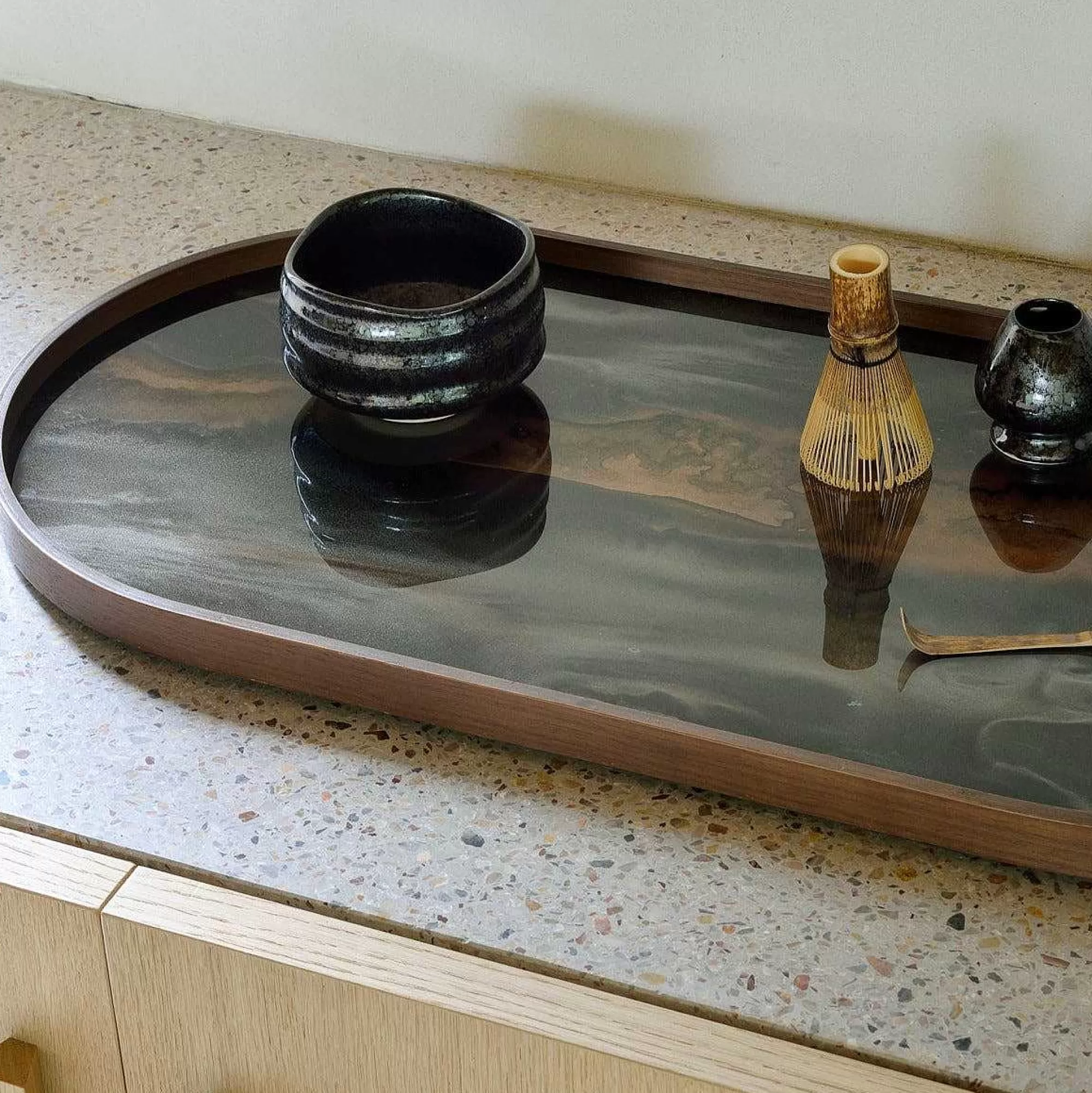 Be Home Trays<Oblong Bronze Glass Organic Tray