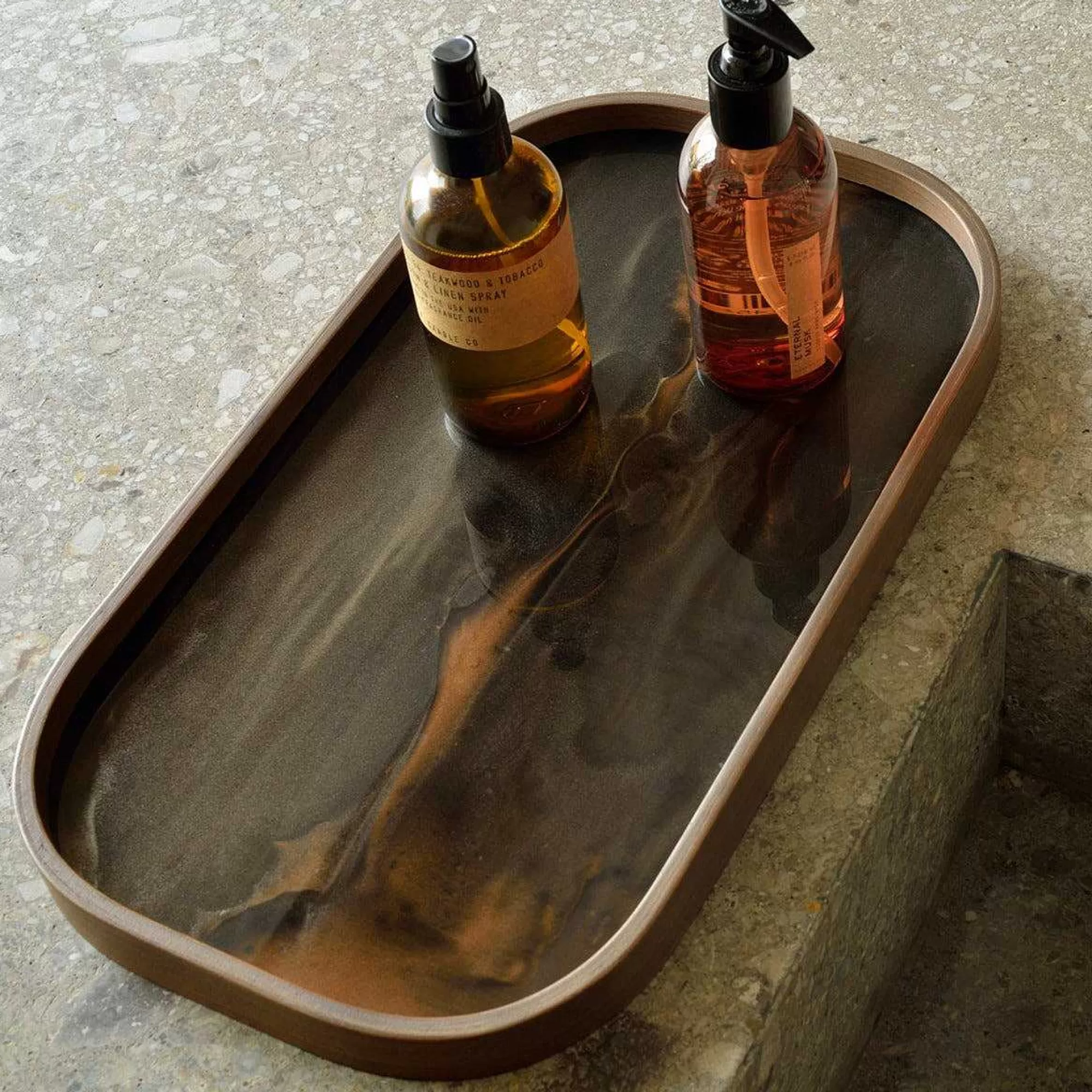 Be Home Trays<Oblong Bronze Glass Organic Valet Tray