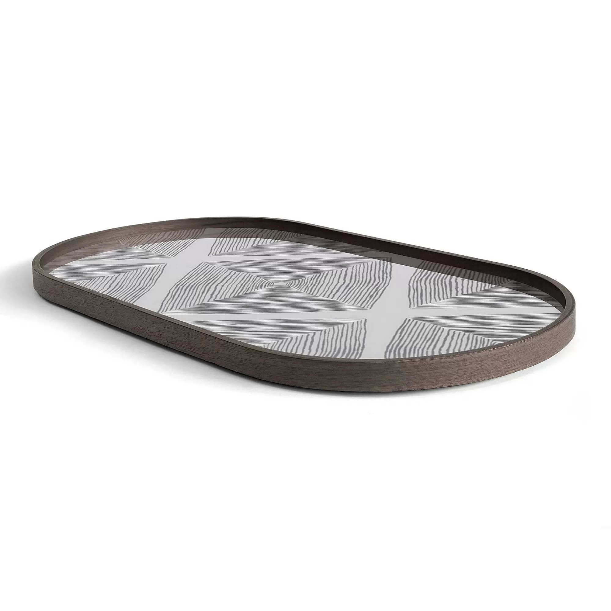 Be Home Trays<Oblong Slate Glass Linear Squares Tray, Medium