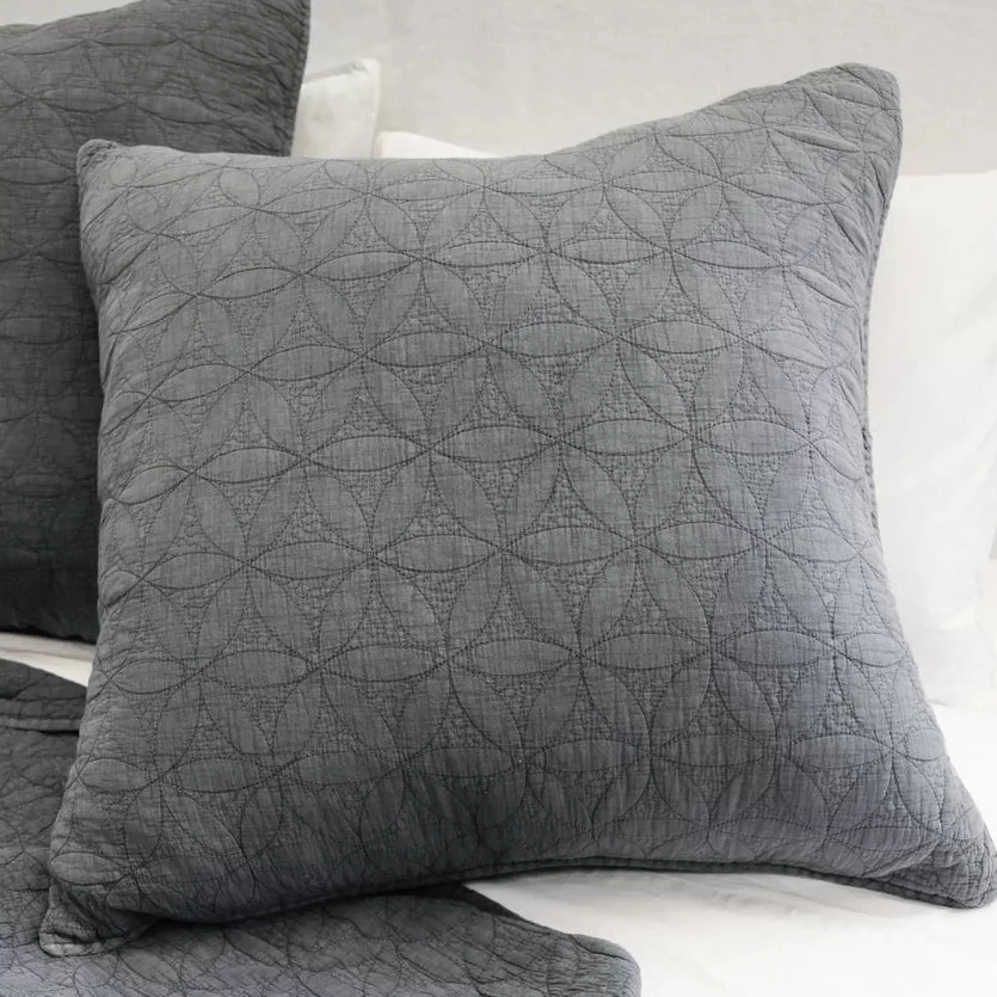 Store Be Home Oslo Large Euro Sham, Grey Denim