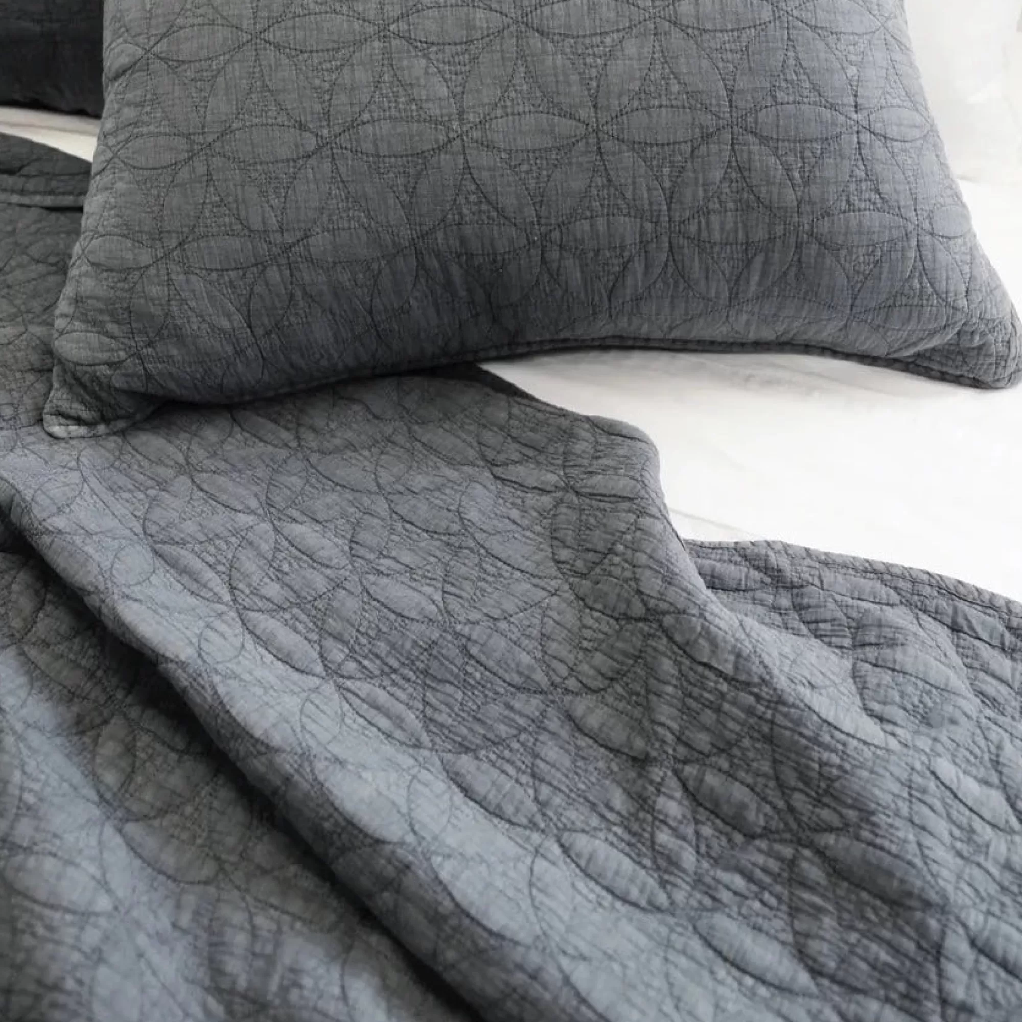 Store Be Home Oslo Large Euro Sham, Grey Denim