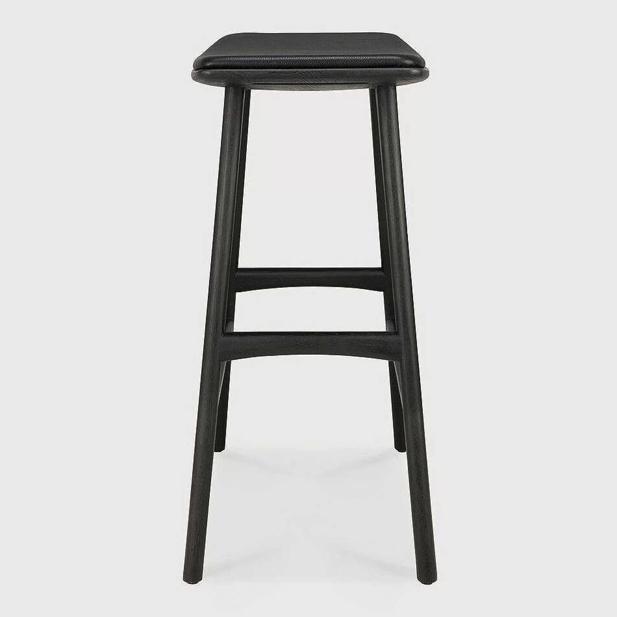 Be Home Stools<Osso Counter Stool, Varnished Oak, Black with Black Leather Seat