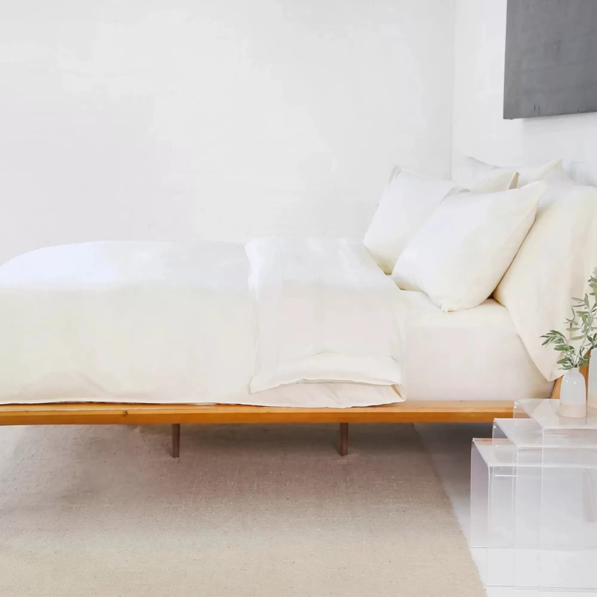 Hot Be Home Parker Bamboo King Duvet Set, Ivory