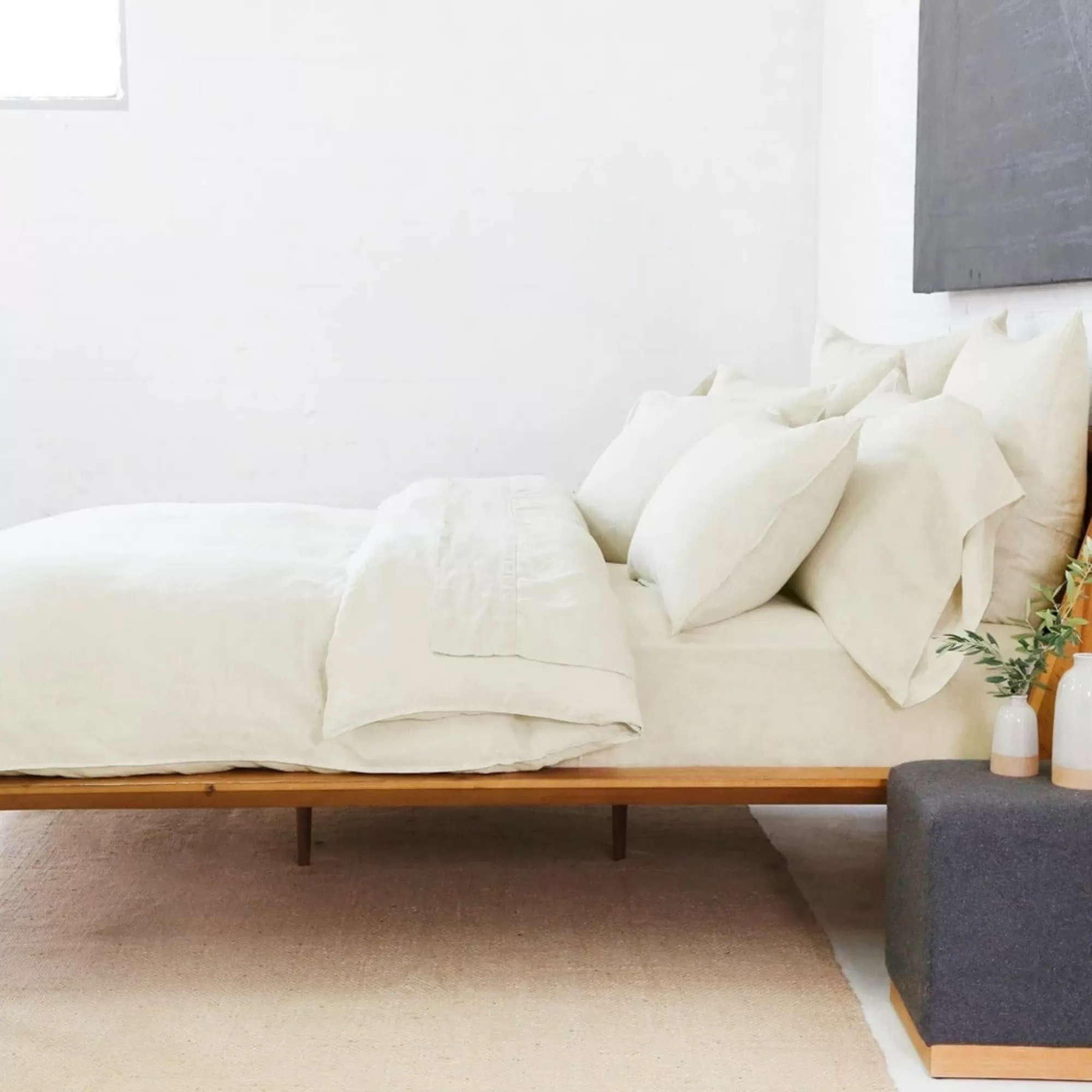 Outlet Be Home Parker Linen King Duvet Set, Cream