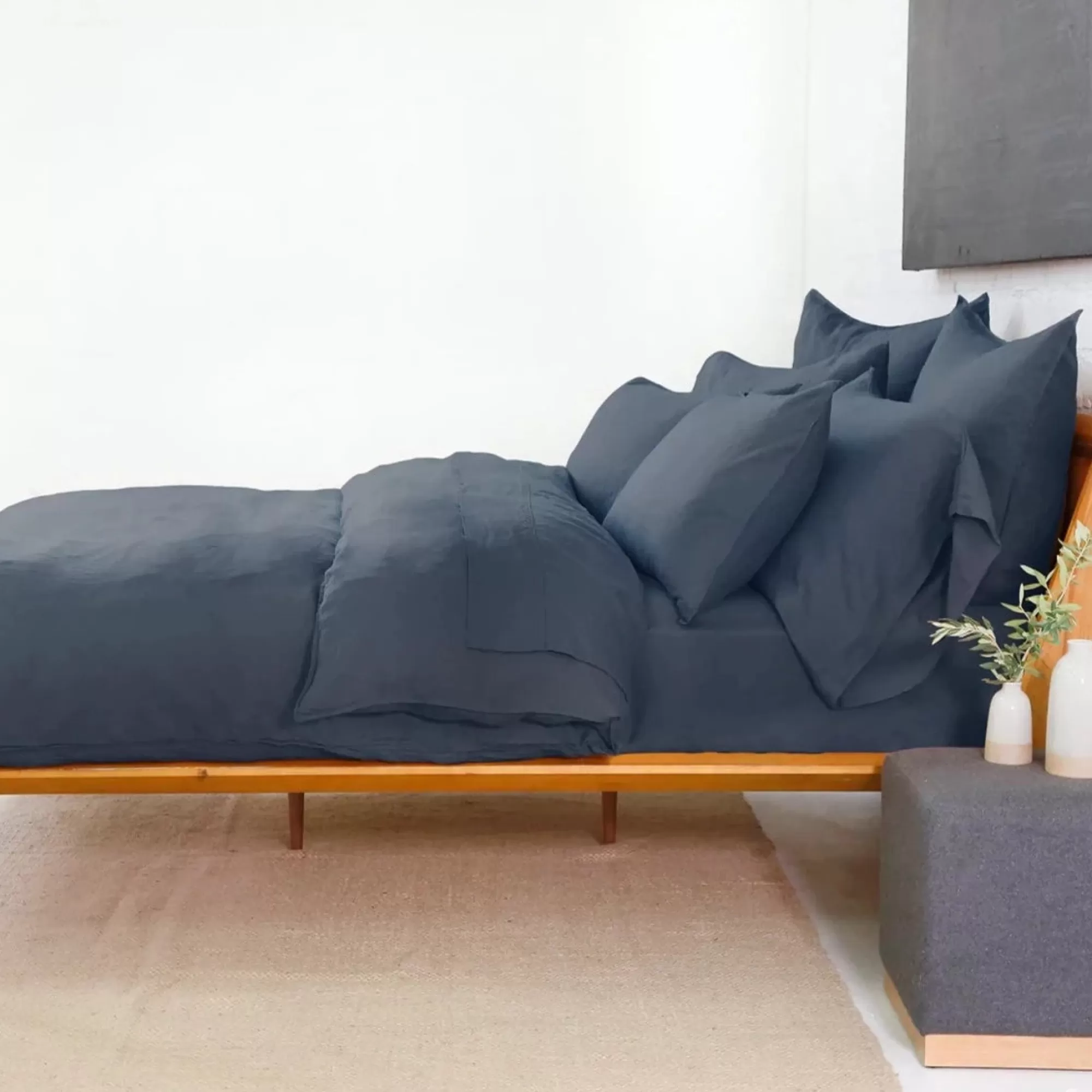 Online Be Home Parker Linen Standard Sham Set, Navy