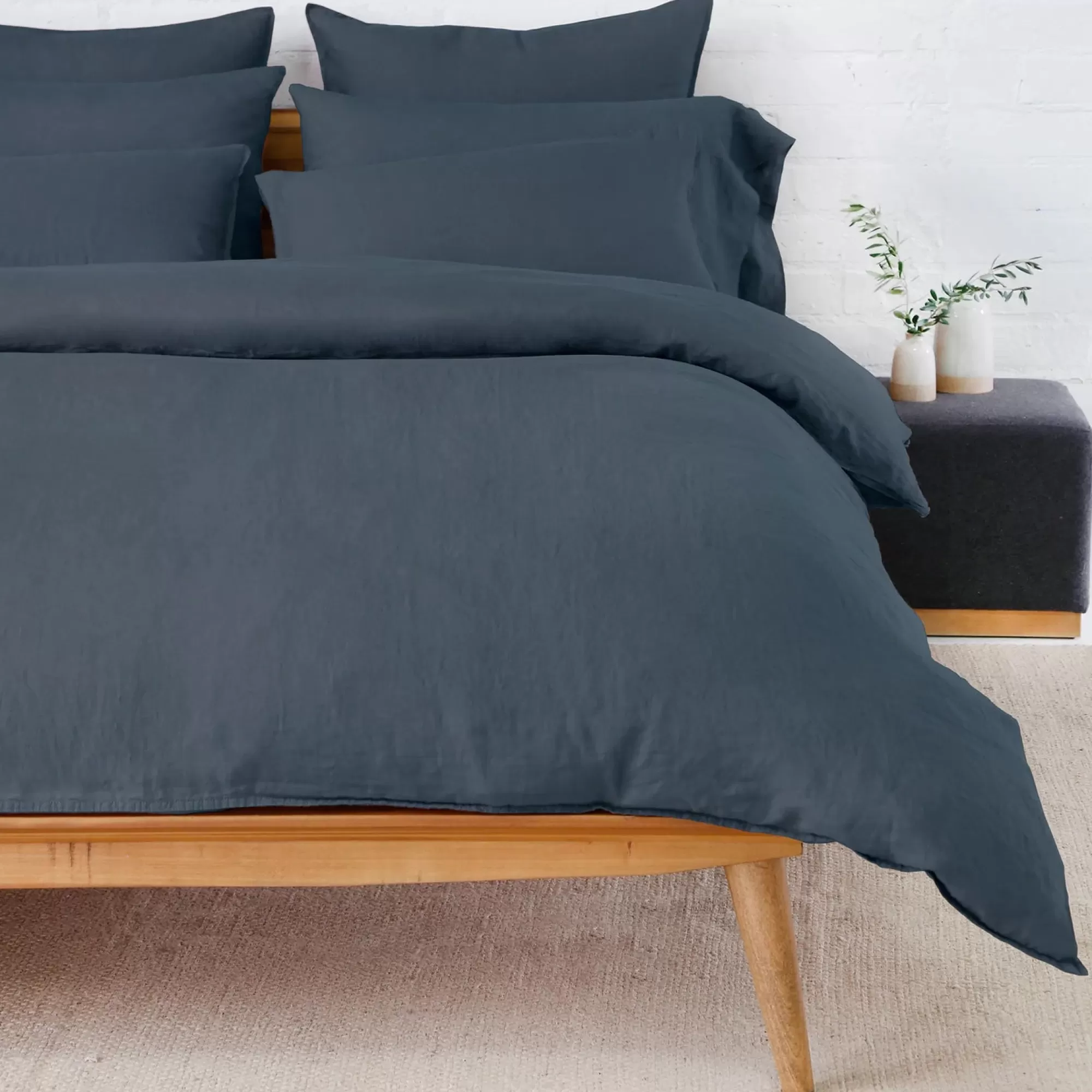Online Be Home Parker Linen Standard Sham Set, Navy