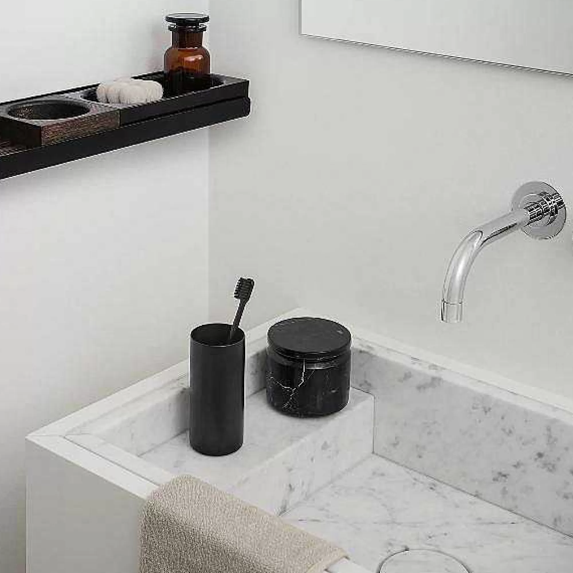 Be Home Bath Canisters<Pesa Marble Storage Box, Black