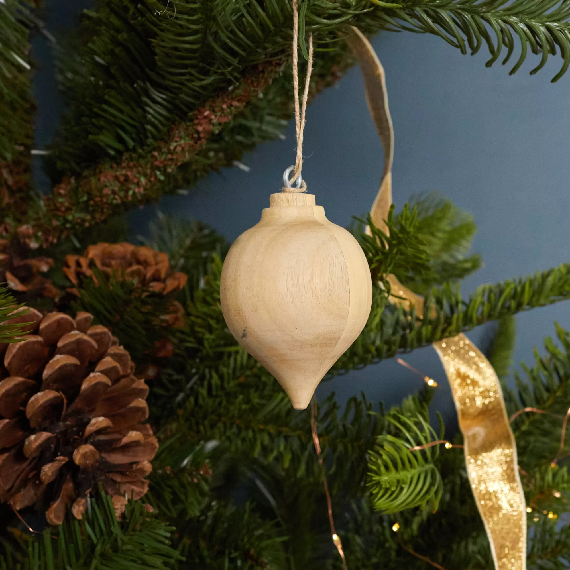Discount Be Home Pine Round Drop Spindle Ornament