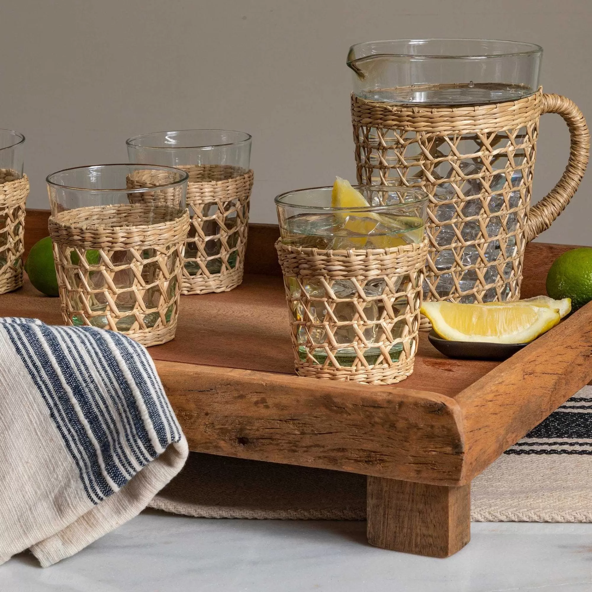 Be Home Trays<Reclaimed Wood Rectangular Footed Tray, Large