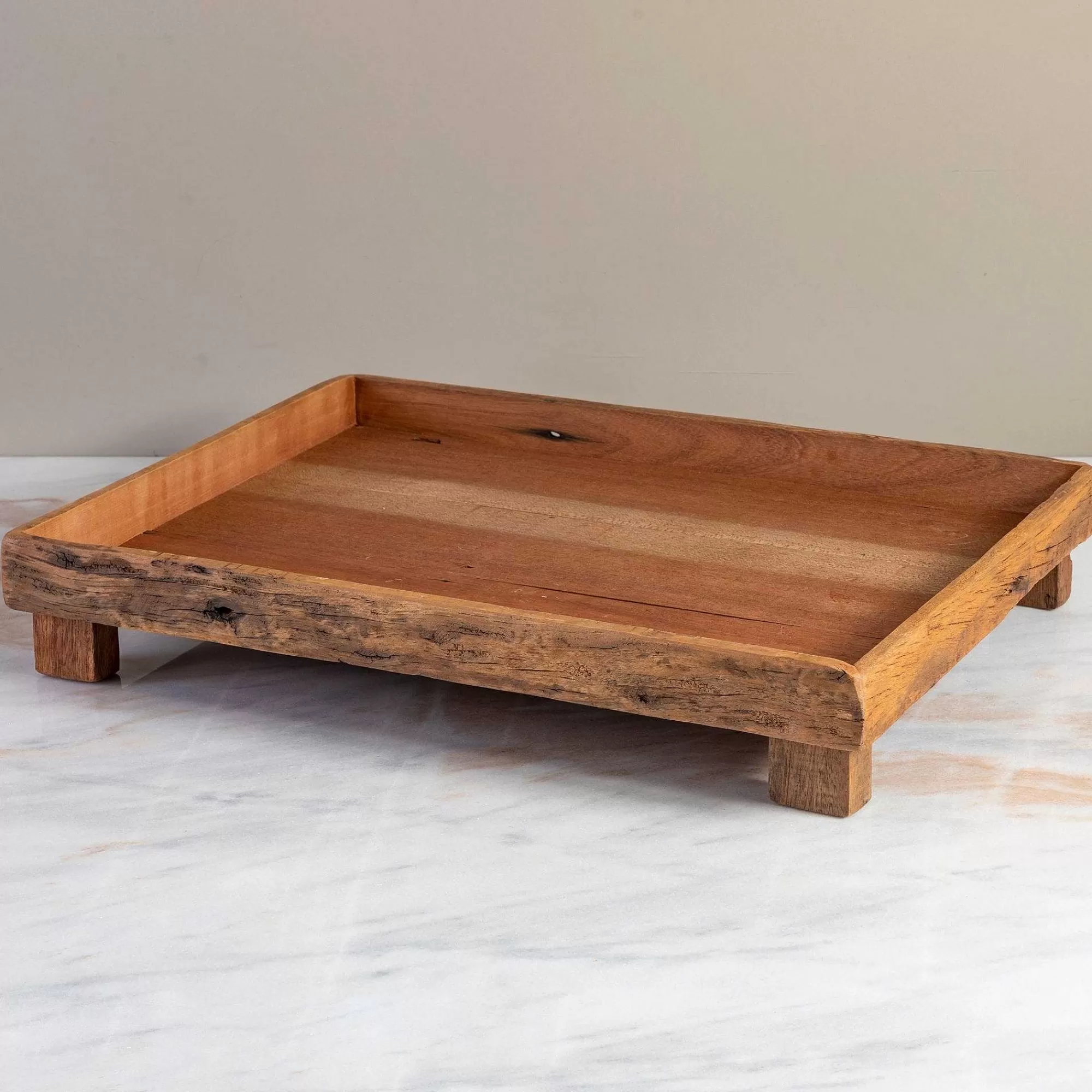 Be Home Trays<Reclaimed Wood Rectangular Footed Tray, Large