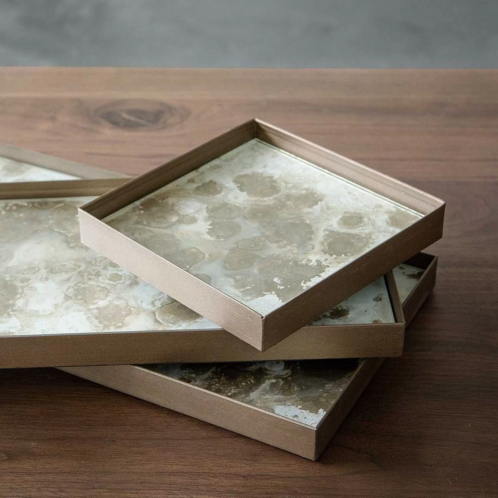 Be Home Trays<Rectangular Small Glass Organic Valet Tray, Fossil