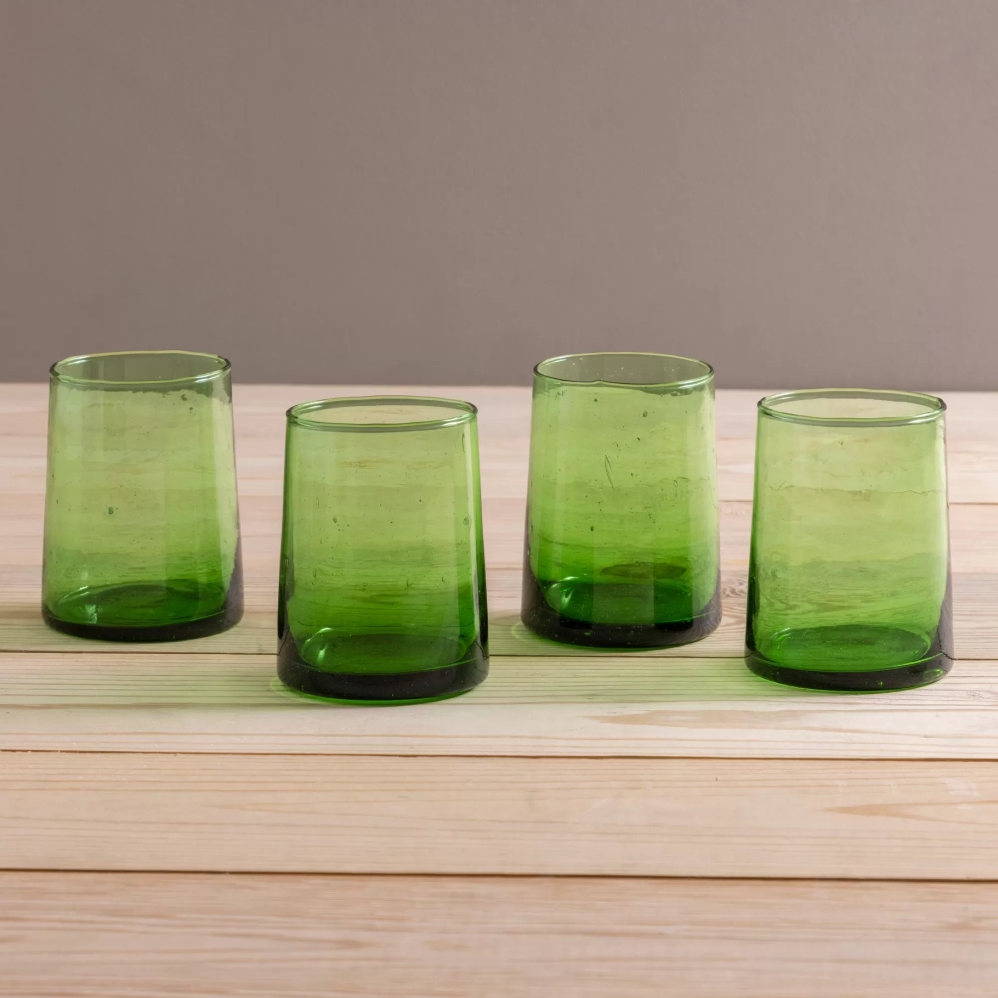 New Be Home Recycled Cone Glass, Green, Set of 4