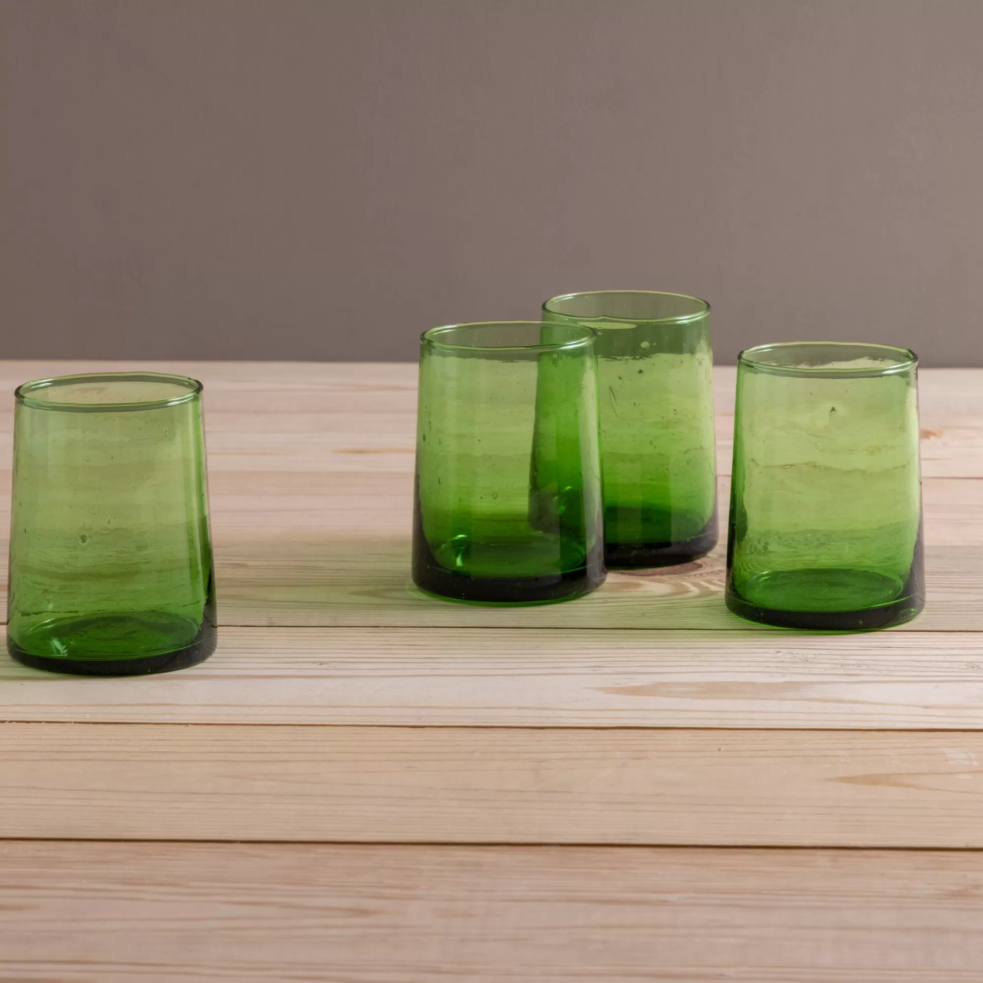 New Be Home Recycled Cone Glass, Green, Set of 4