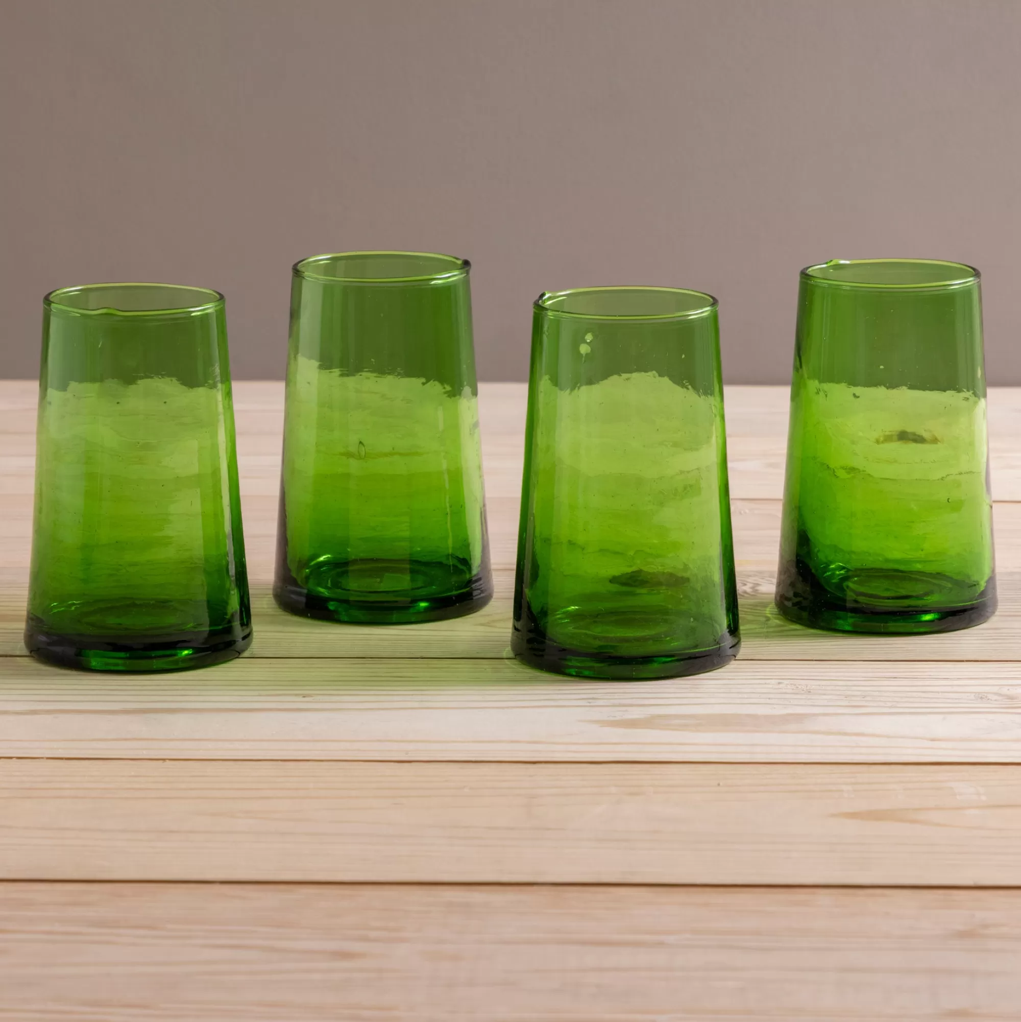 Fashion Be Home Recycled Tall Cone Glass, Green, Set of 4