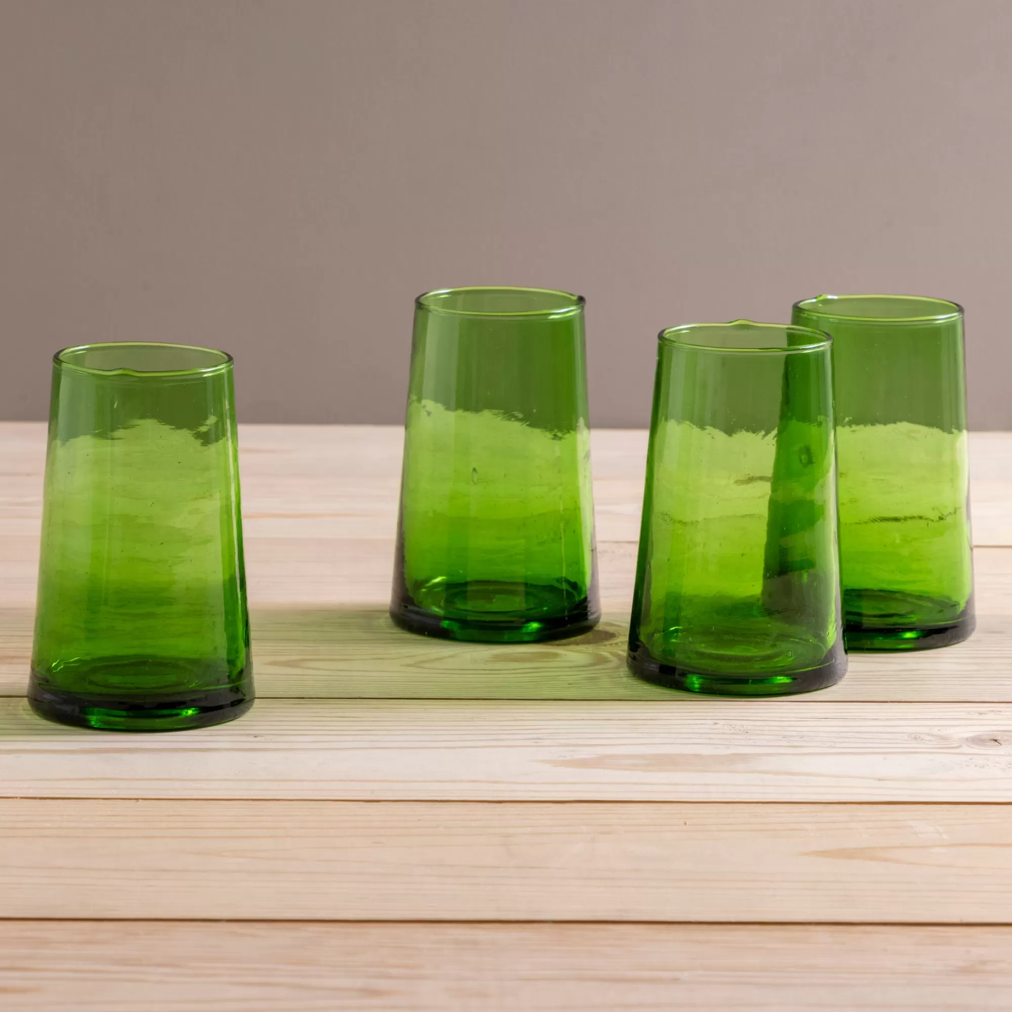 Fashion Be Home Recycled Tall Cone Glass, Green, Set of 4