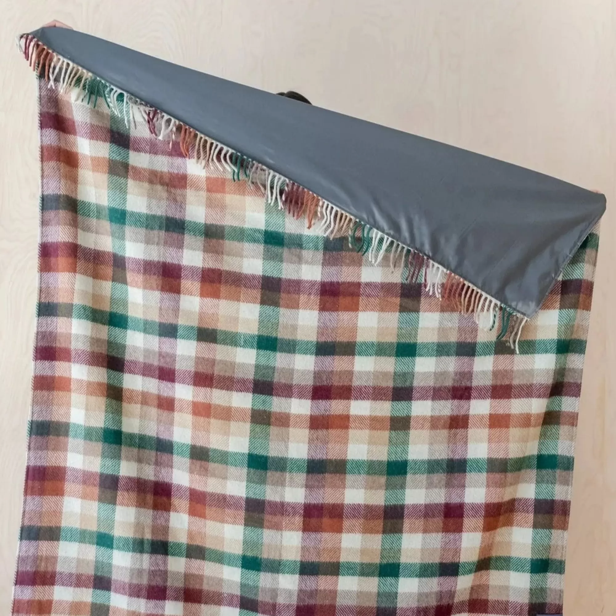 New Be Home Recycled Wool Waterproof Picnic Blanket in Forest Check