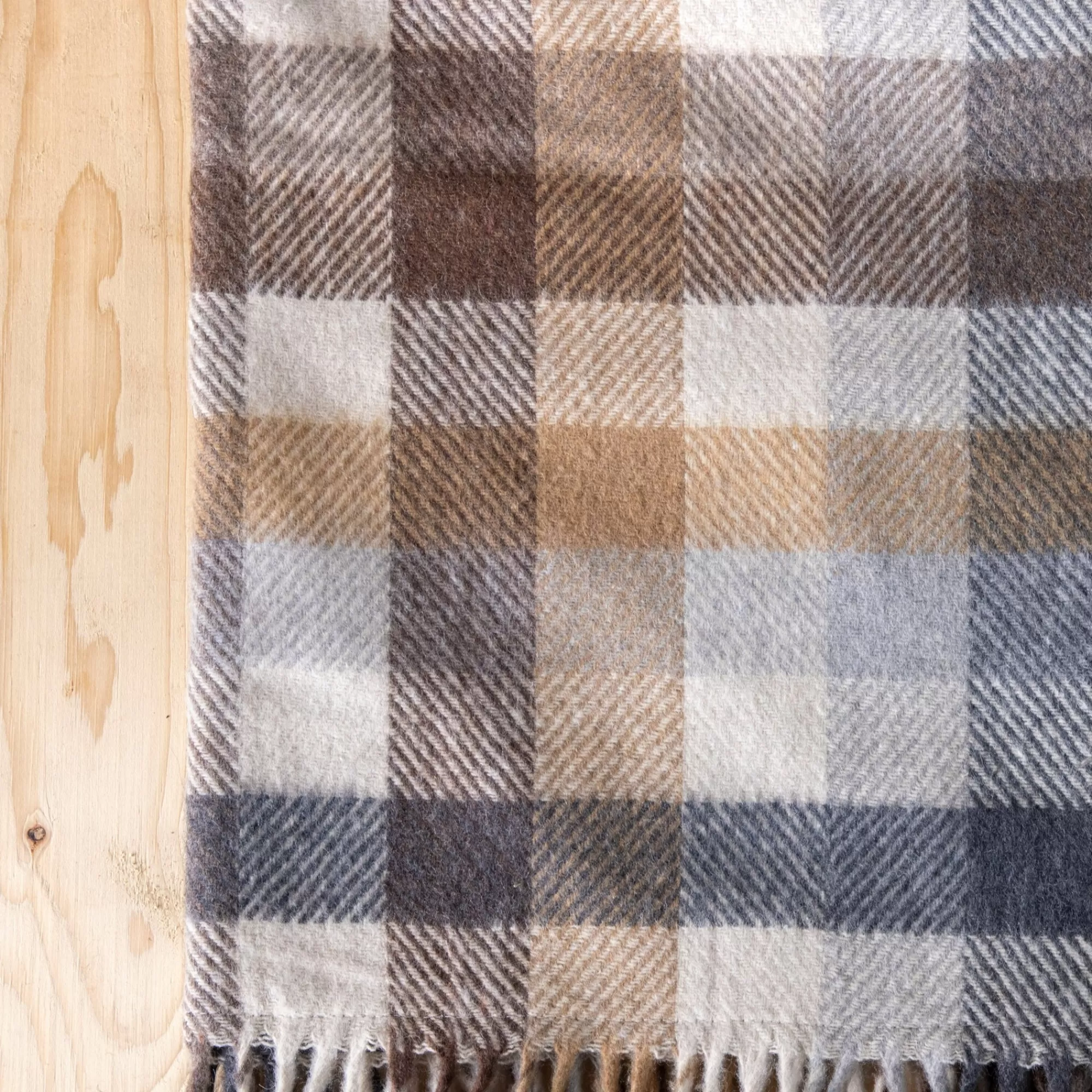 Sale Be Home Recycled Wool Waterproof Picnic Blanket in Neutral Herringbone Check -