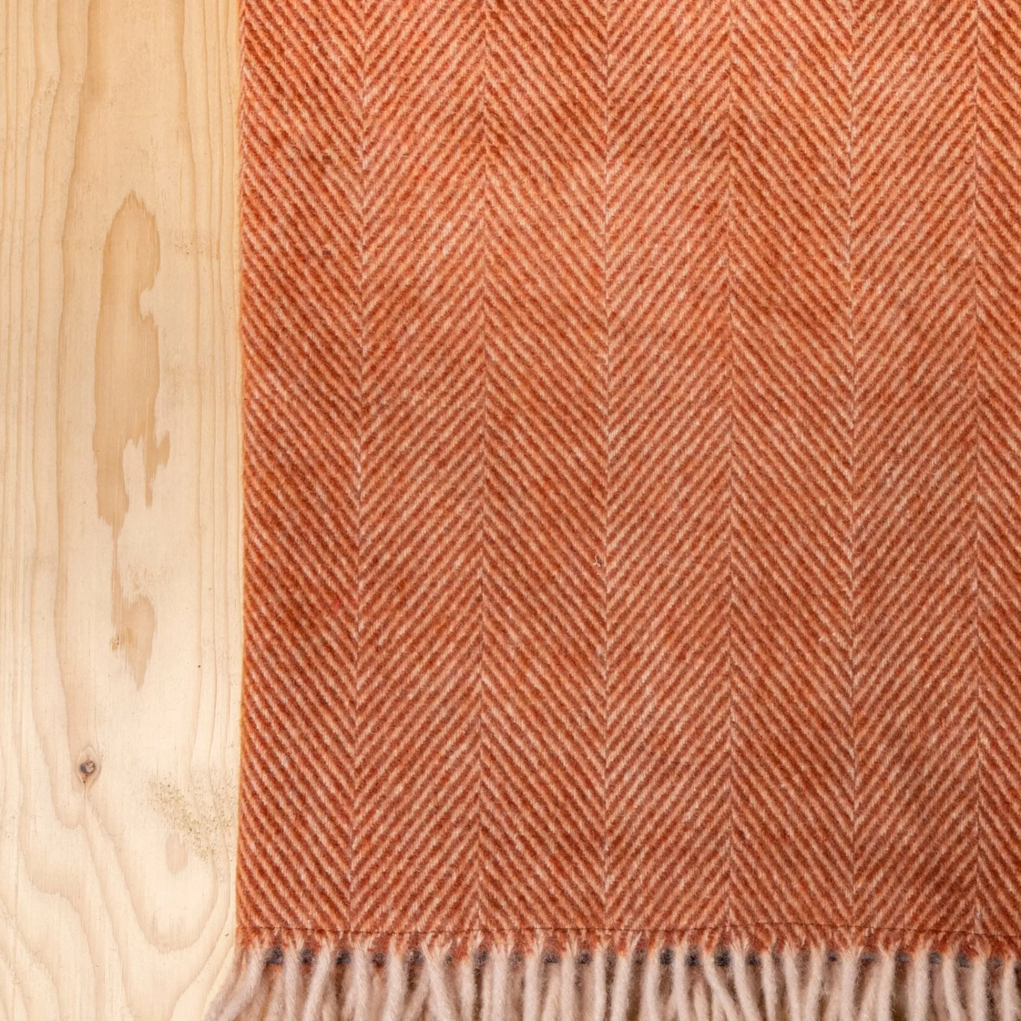 Store Be Home Recycled Wool Waterproof Picnic Blanket in Rust Herringbone - Brown Le
