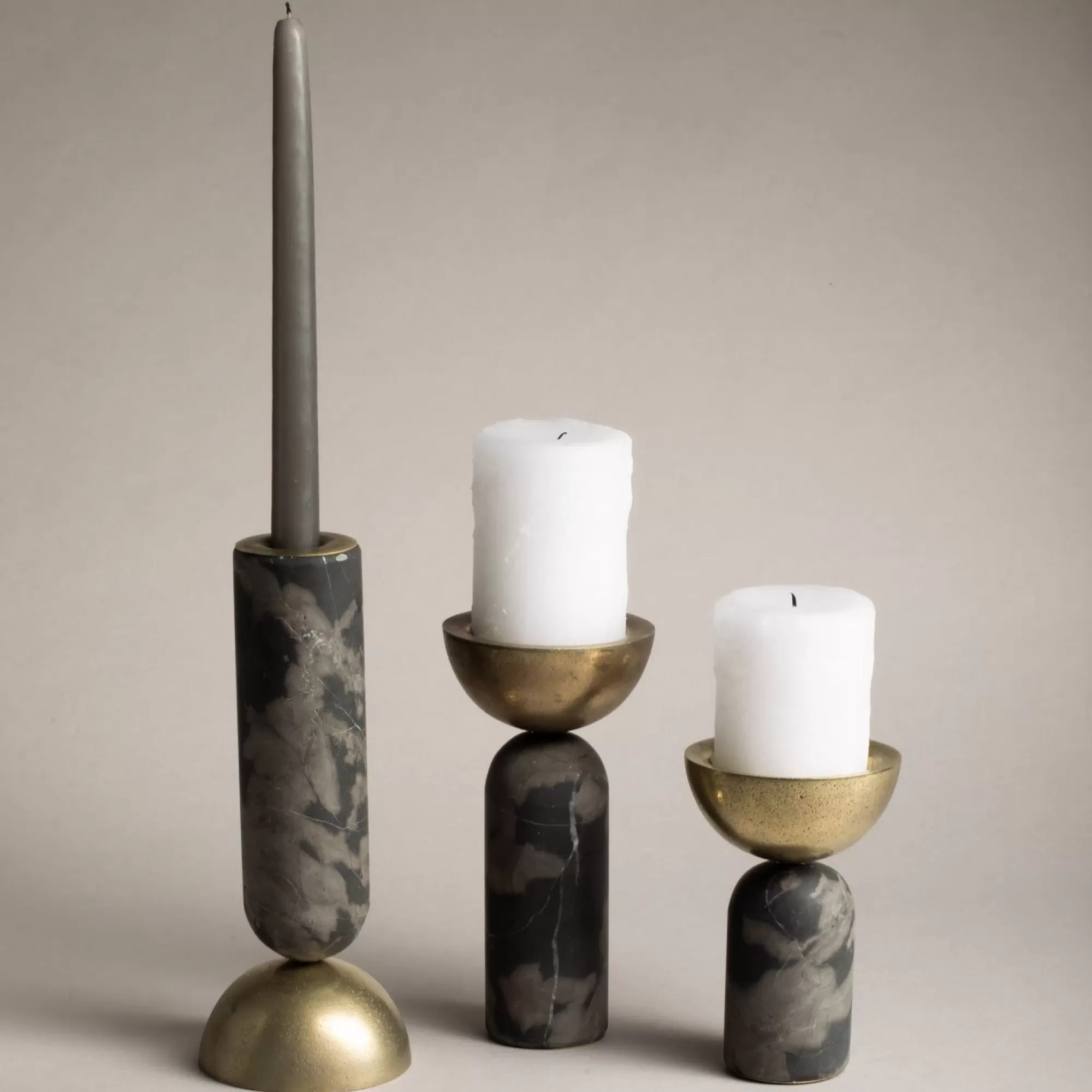 Outlet Be Home Reversible Candle Holders, Set of 3, Black Marble