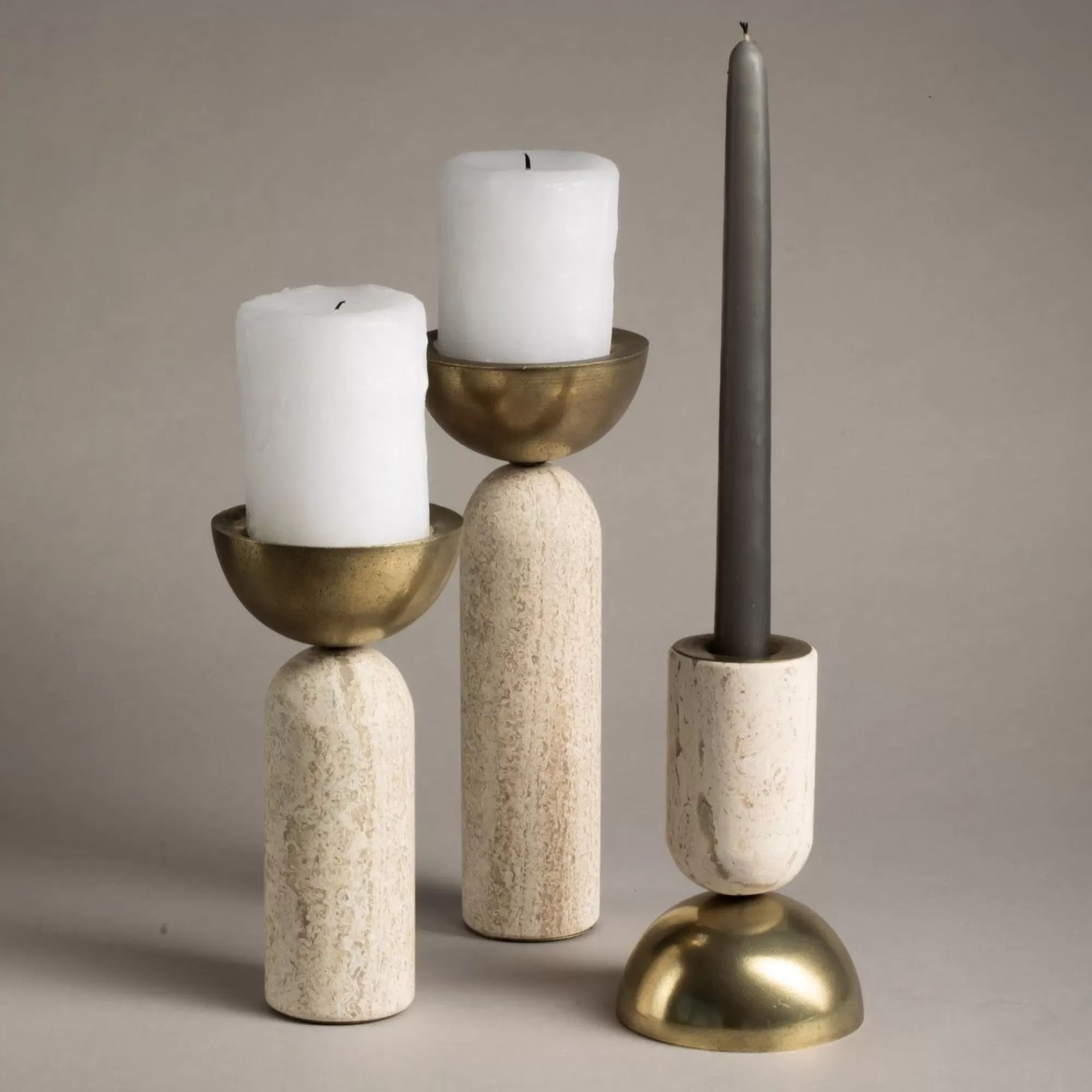 Outlet Be Home Reversible Candle Holders, Set of 3, Travertine