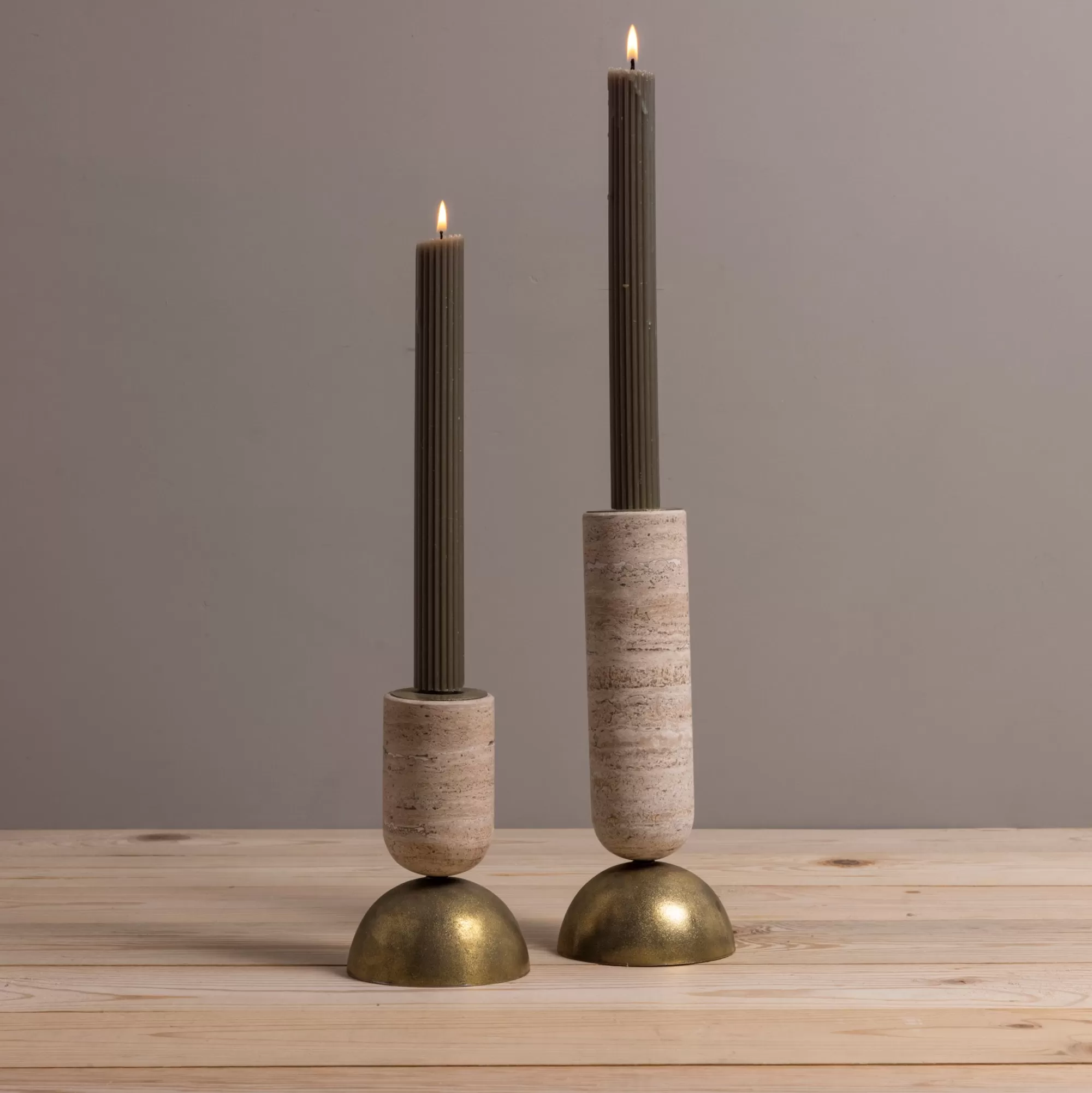 Outlet Be Home Reversible Candle Holders, Set of 3, Travertine
