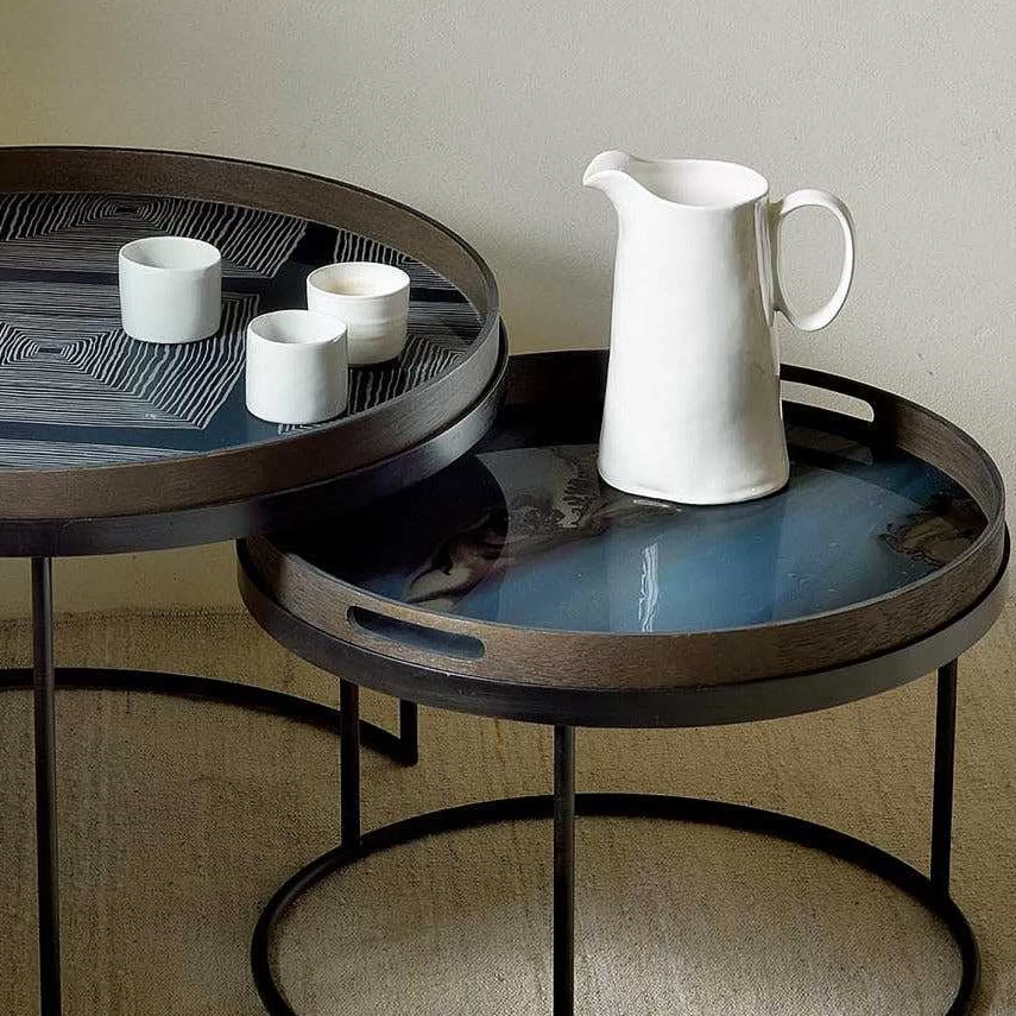Be Home Trays<Round Glass Organic Tray, Slate