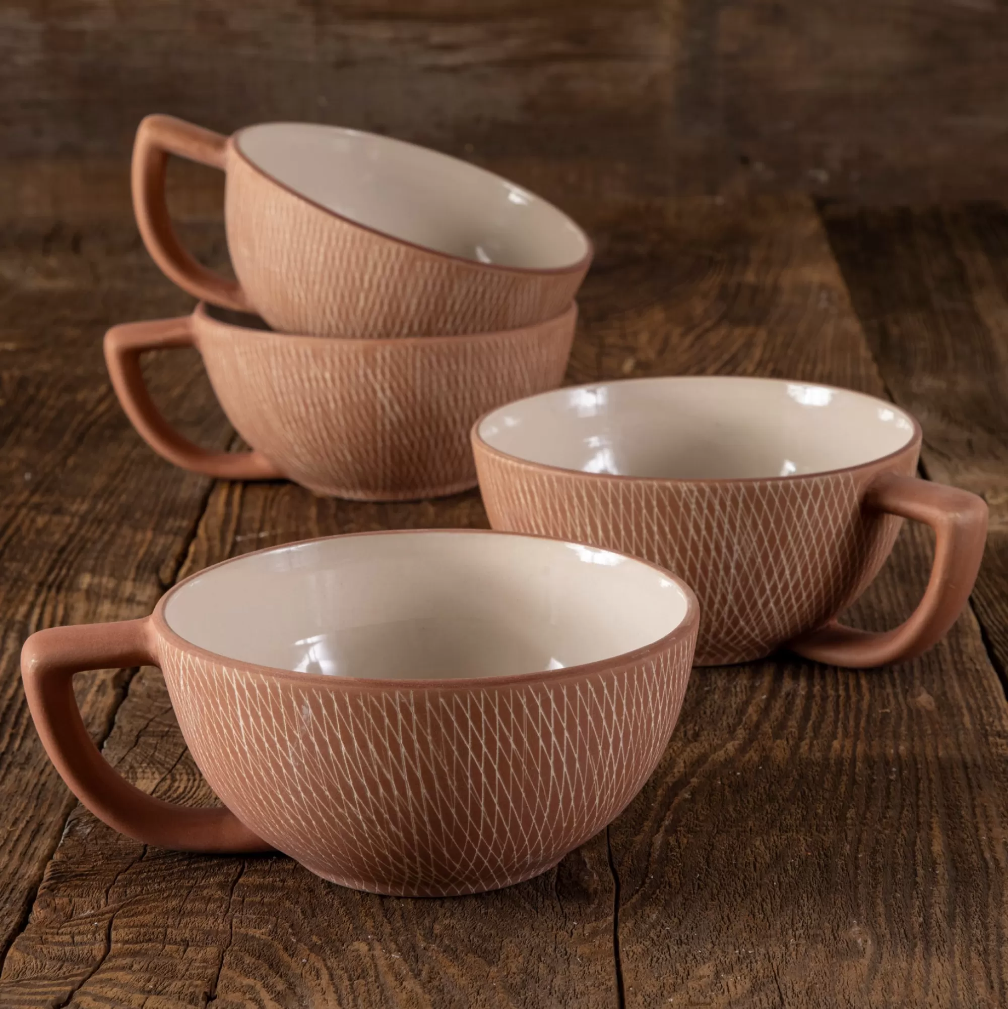 Shop Be Home Rust Crosshatch Latte Mugs, Set of 4