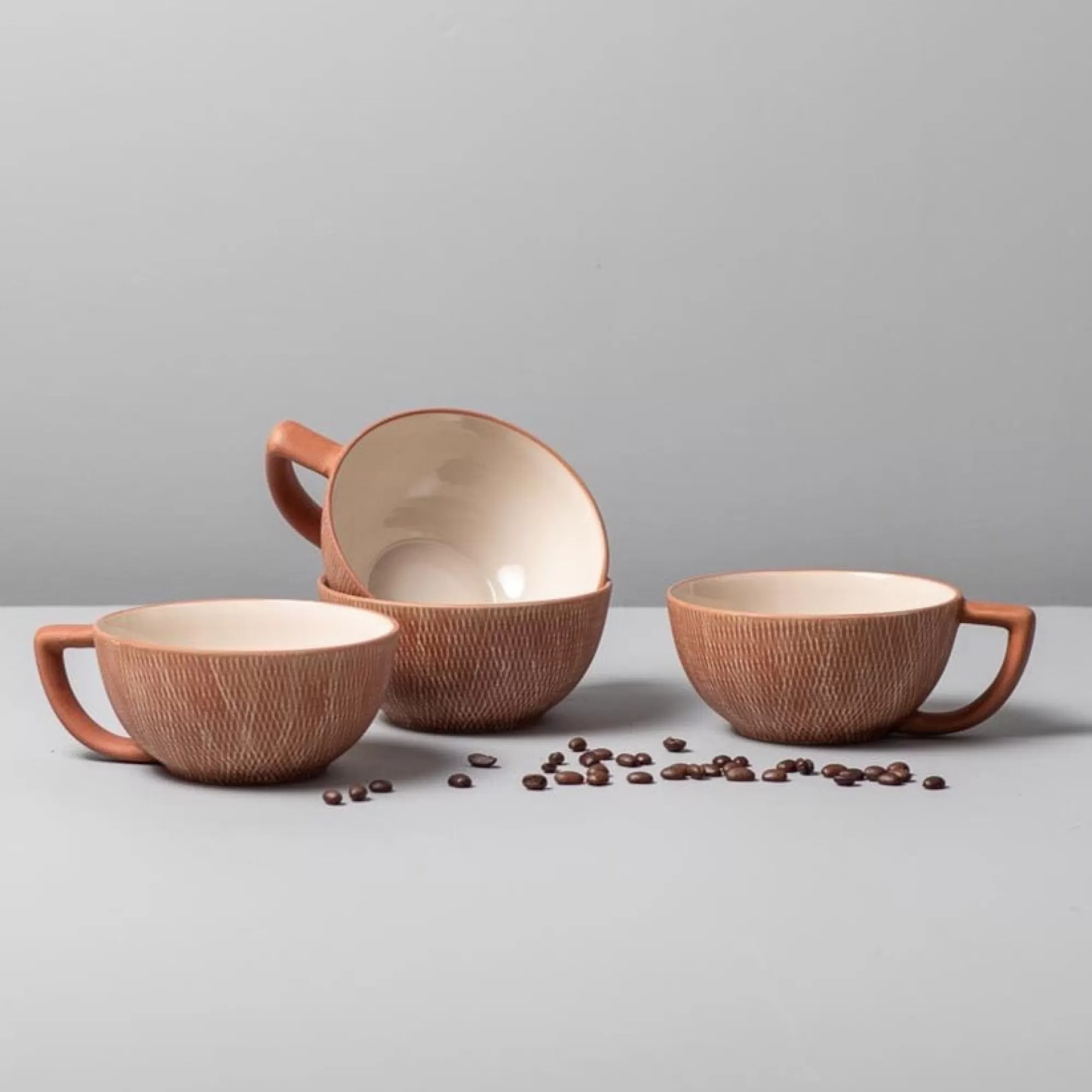 Shop Be Home Rust Crosshatch Latte Mugs, Set of 4