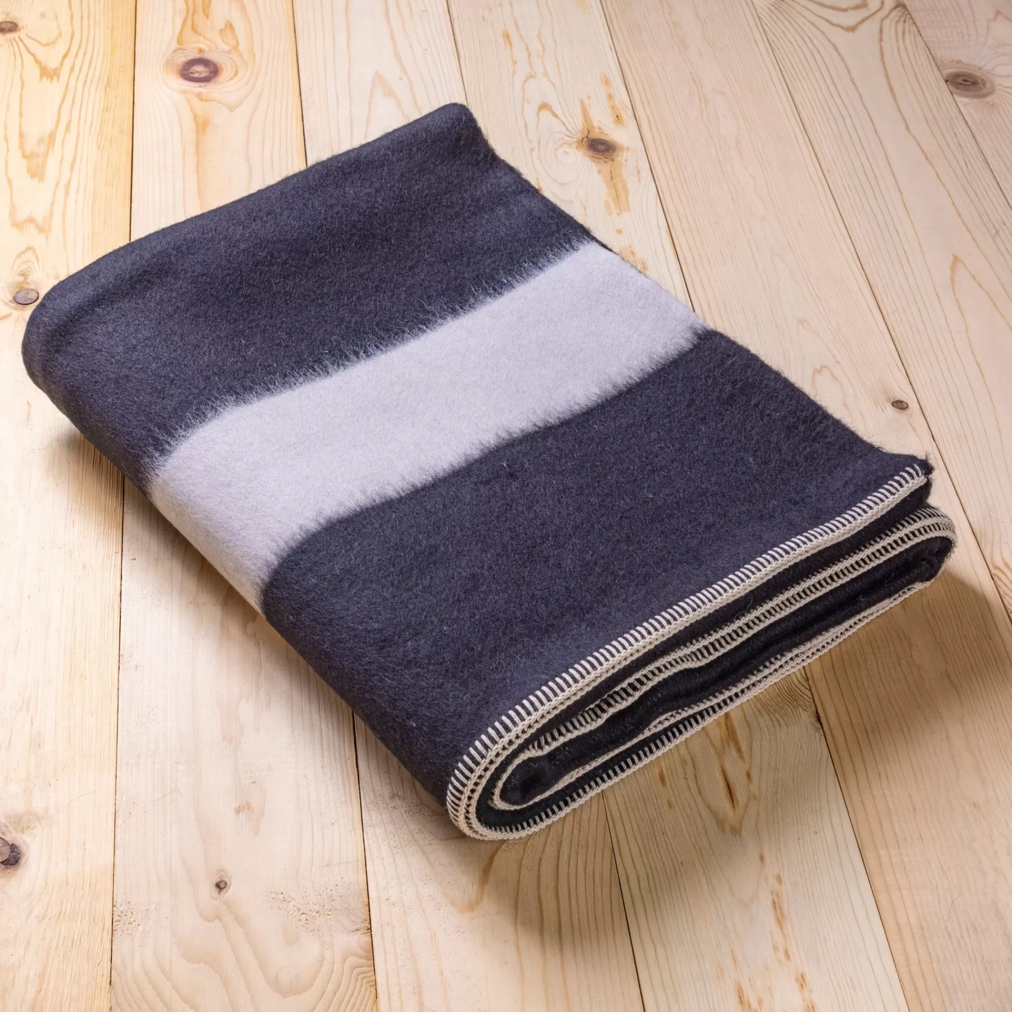 Best Sale Be Home Siempre Blanket, Black with Ivory Stripe