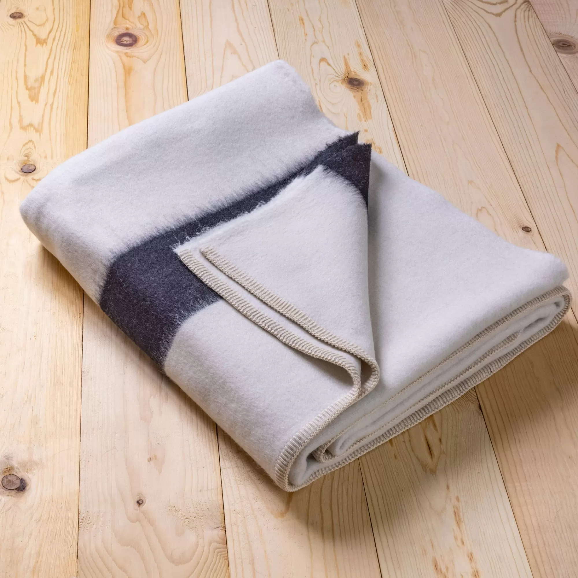 Shop Be Home Siempre Blanket, Ivory with Black Stripe